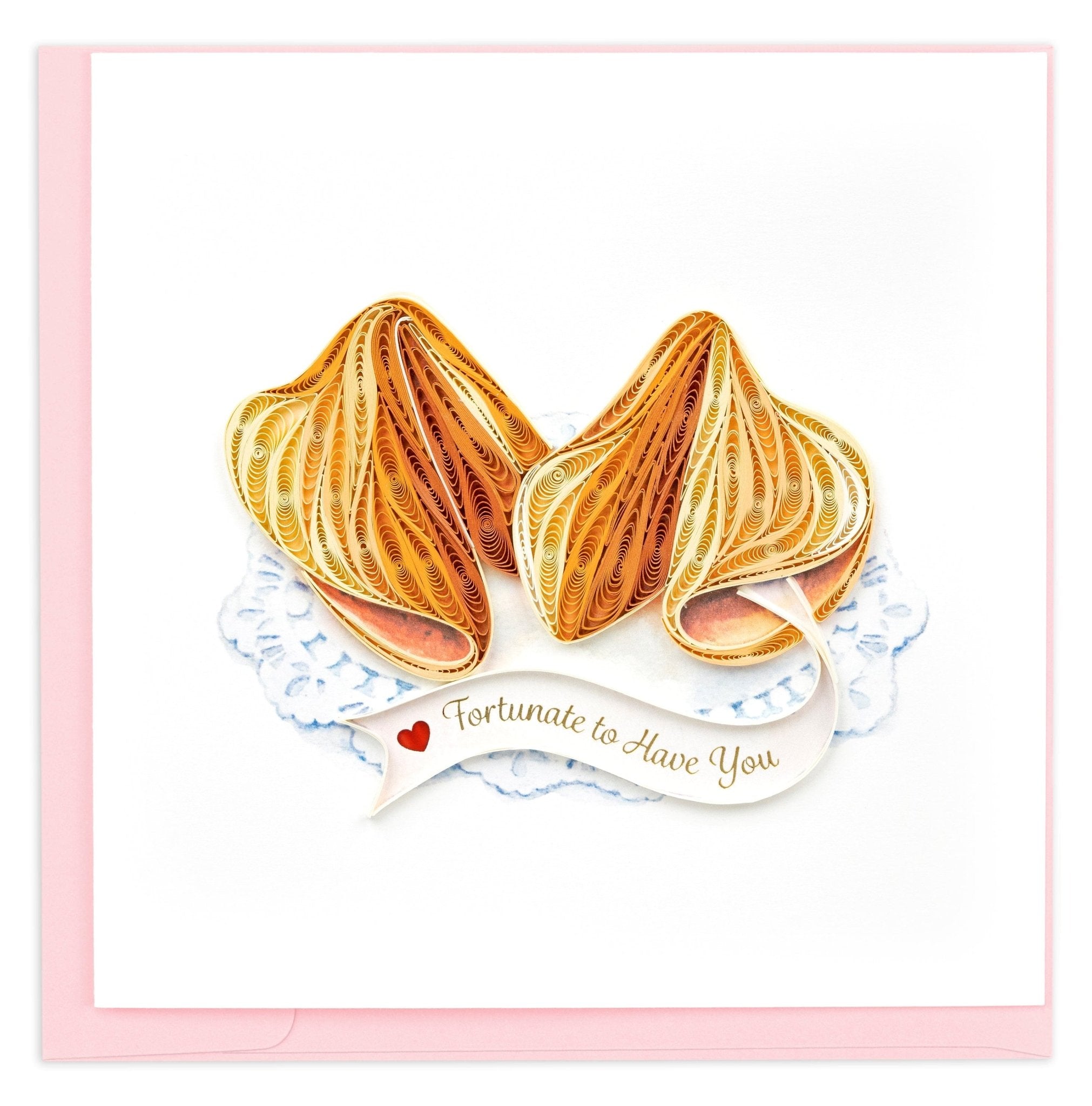 Quilled Love Fortune Cookies Greeting Card