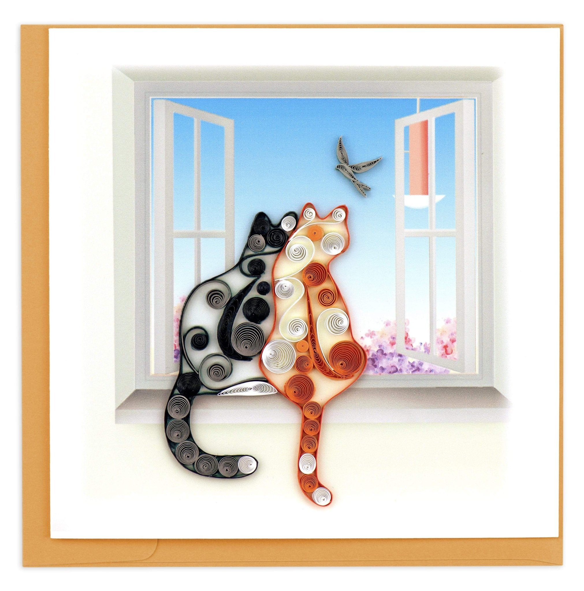 Quilled Two Cats Greeting Card - Quilling Card - Greeting Card