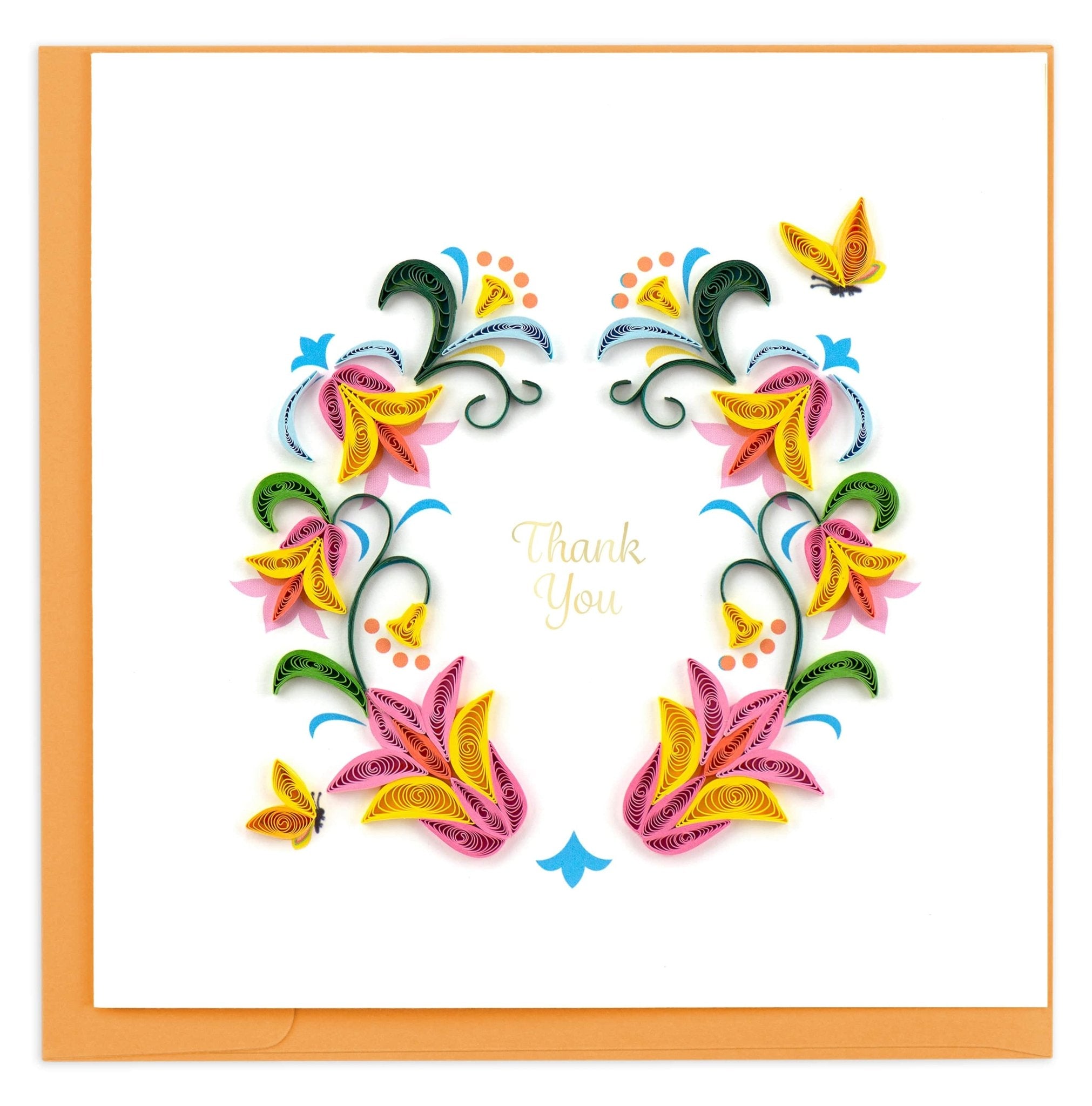 Quilled Flower Wreath Thank You Card - Quilling Card - Greeting Card