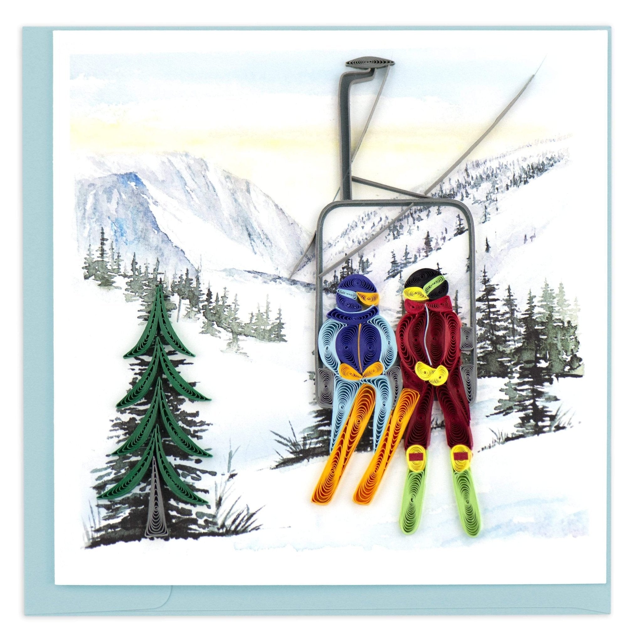 Quilled Ski Lift Greeting Card - Quilling Card - Greeting Card