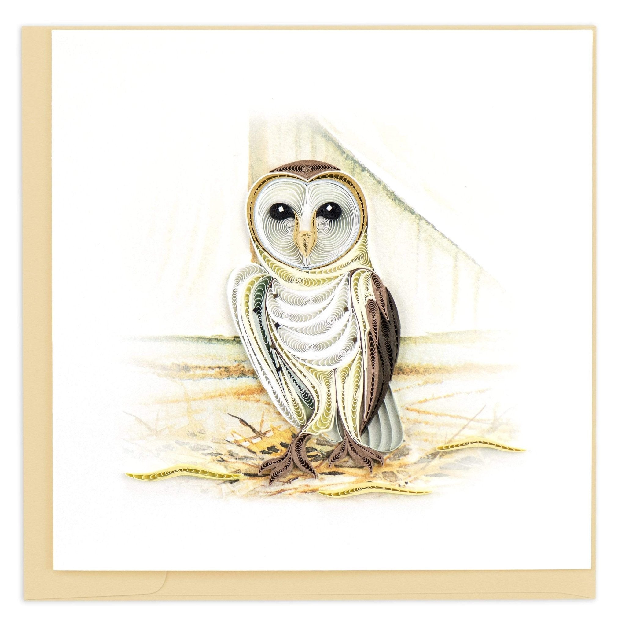 Quilled Barn Owl Greeting Card - Quilling Card - Greeting Card