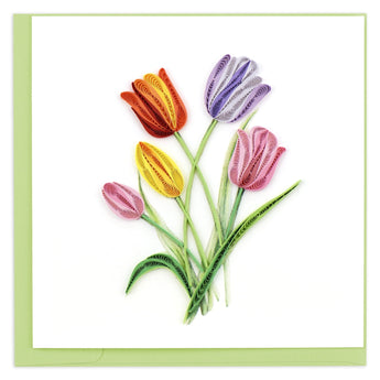 Quilled Colorful Tulips Greeting Card - Quilling Card - Greeting Card
