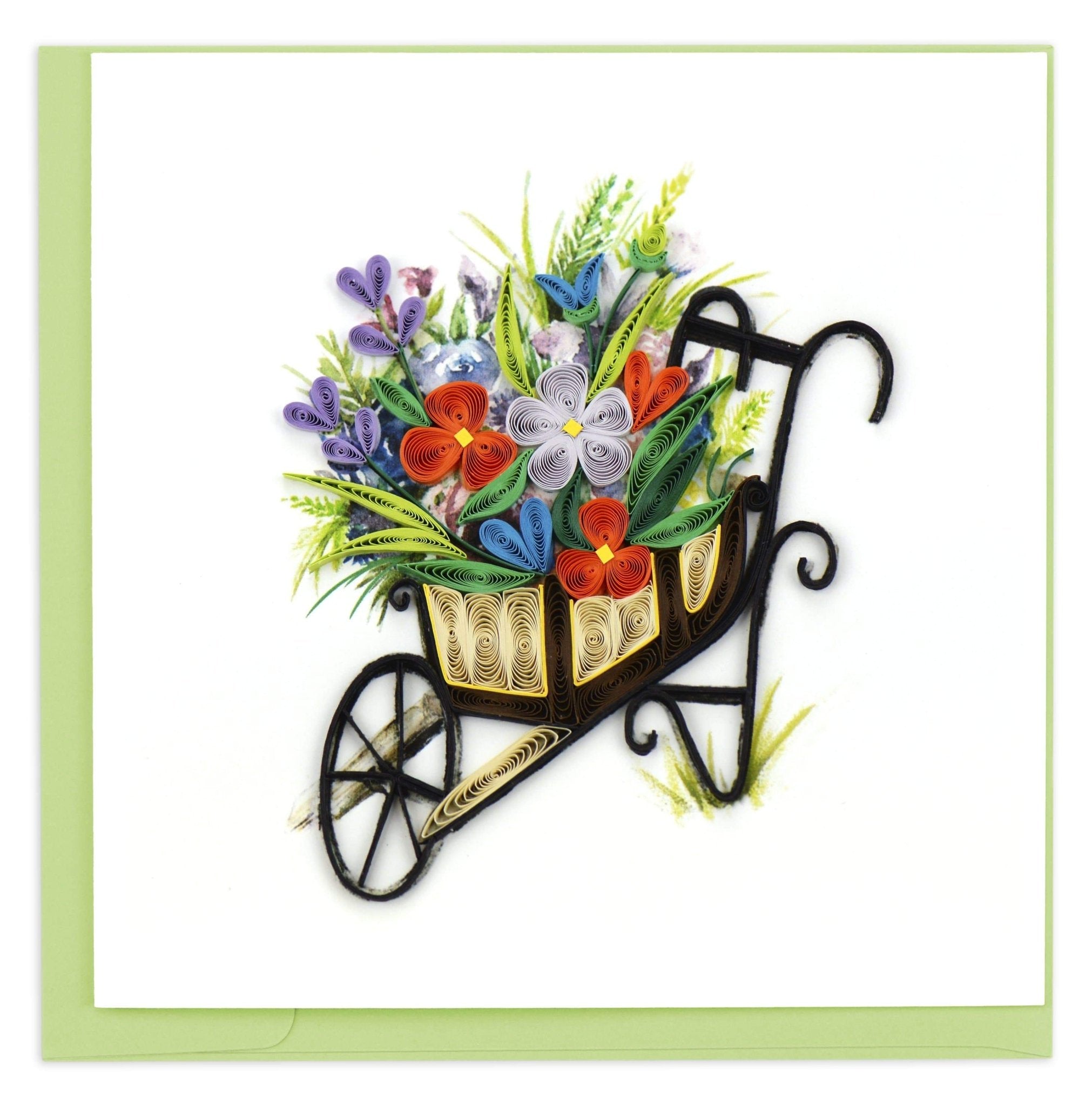 Quilled Wheelbarrow Garden Greeting Card - Quilling Card - Greeting Card