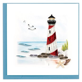 Quilled Red & White Lighthouse Greeting Card - Quilling Card - Greeting Card