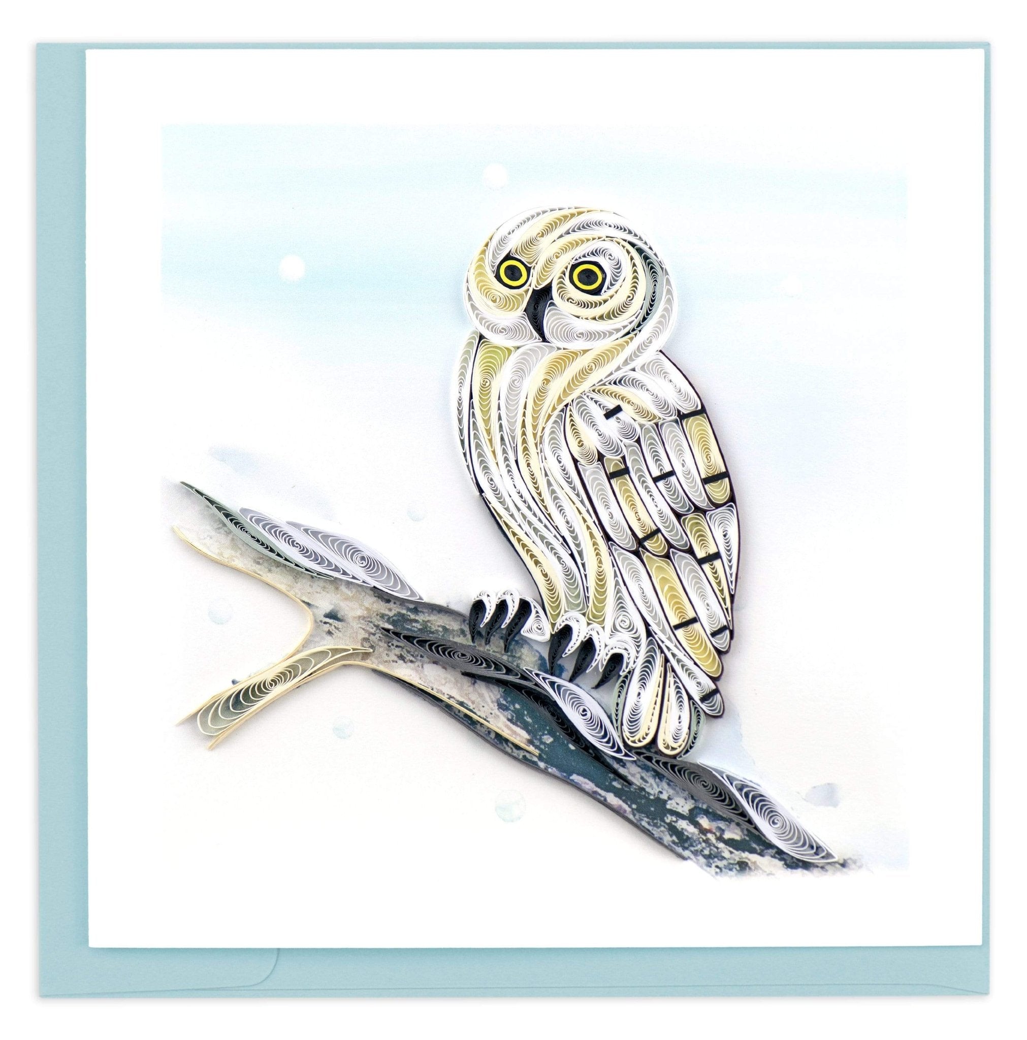 Quilled Snowy Owl Greeting Card - Quilling Card - Greeting Card