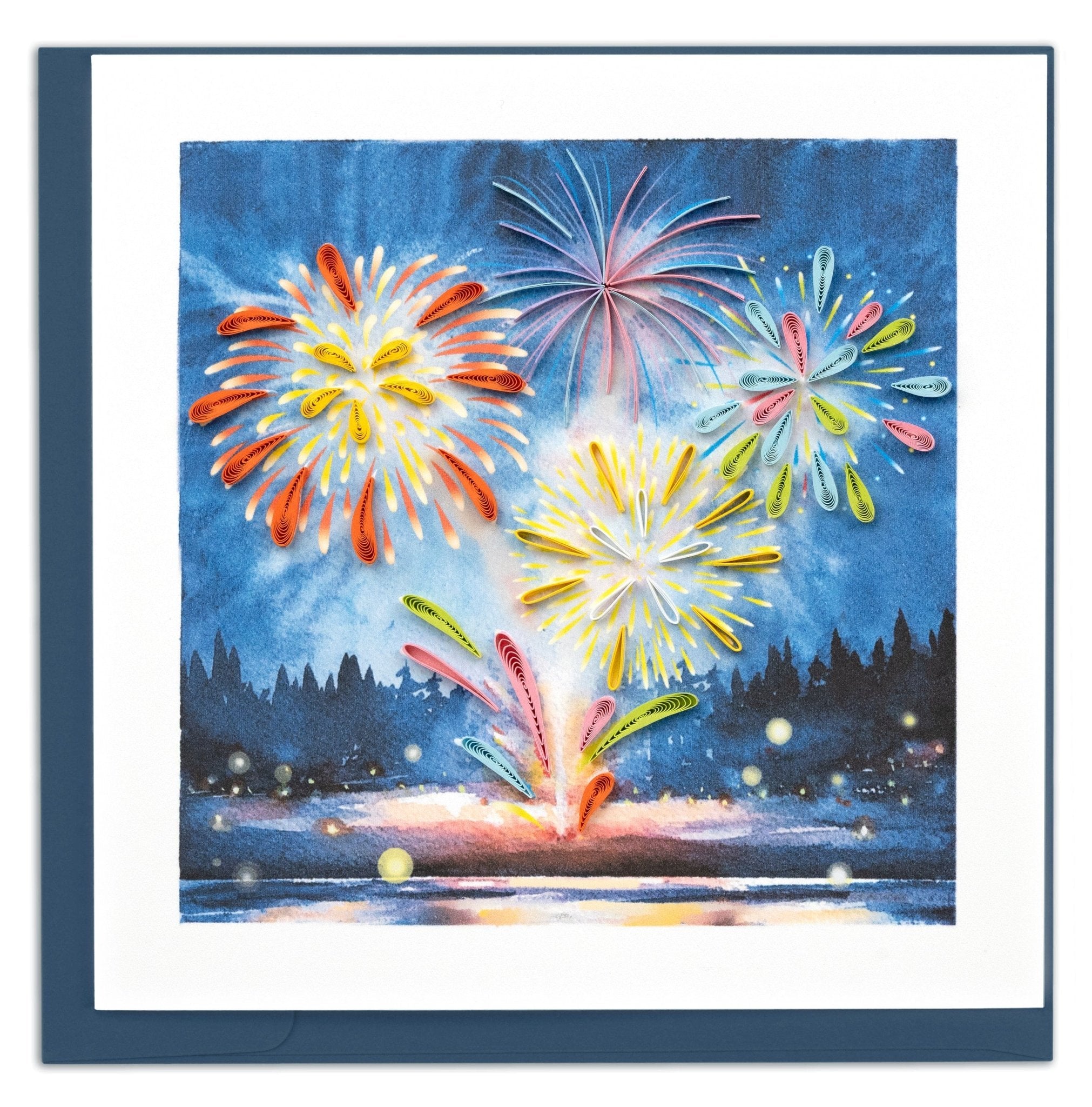 Quilled Fireworks Display Greeting Card - Quilling Card - Greeting Card