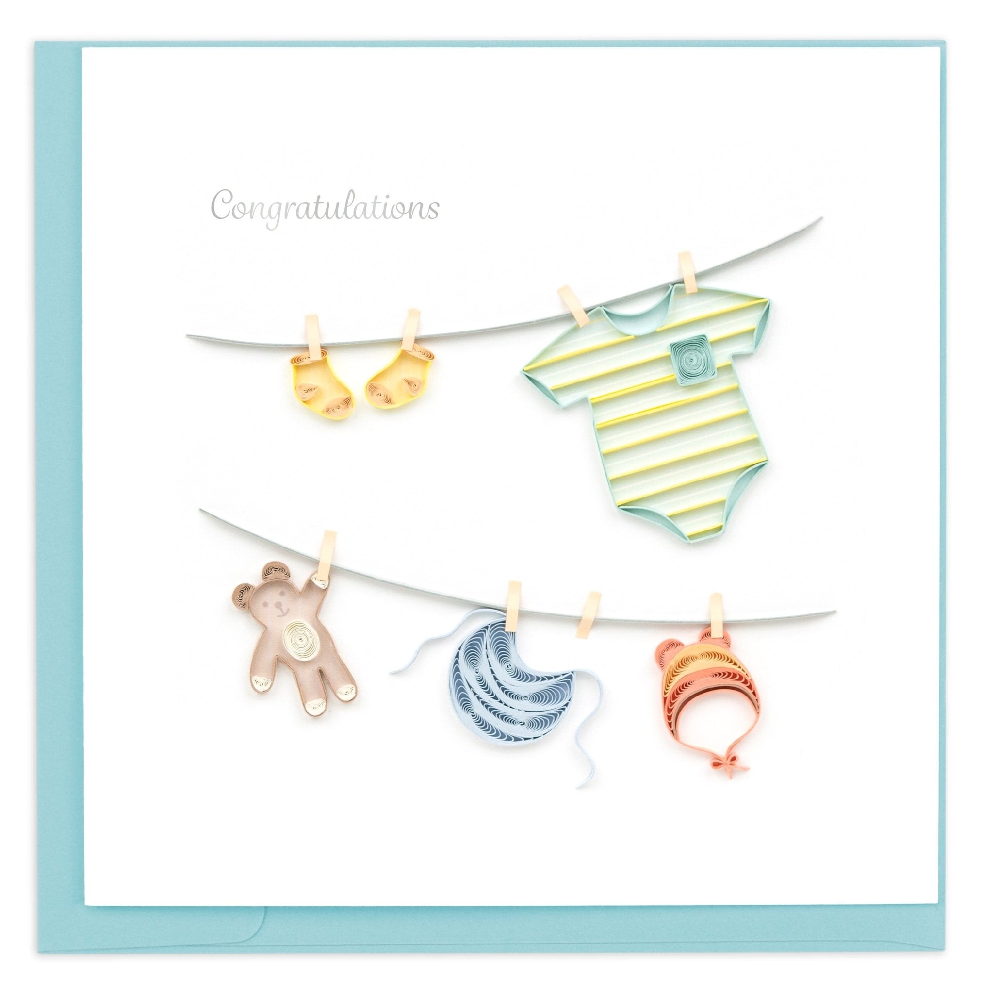 Quilled Baby Clothesline Greeting Card - Quilling Card - Greeting Card