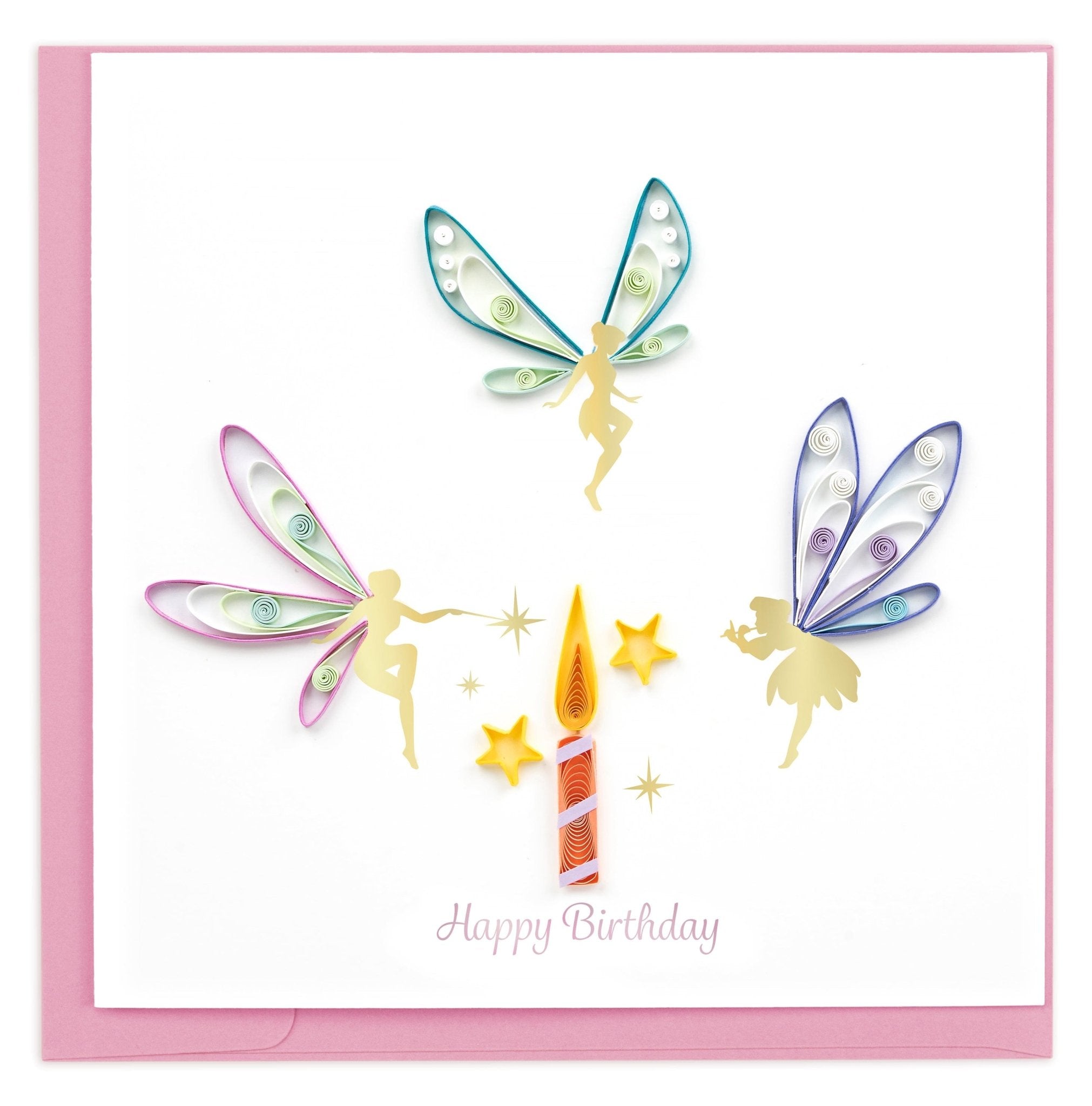 Quilled Birthday Fairies Greeting Card - Quilling Card - Greeting Card