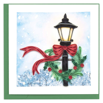 Quilled Holiday Lamp Post Greeting Card - Quilling Card - Greeting Card