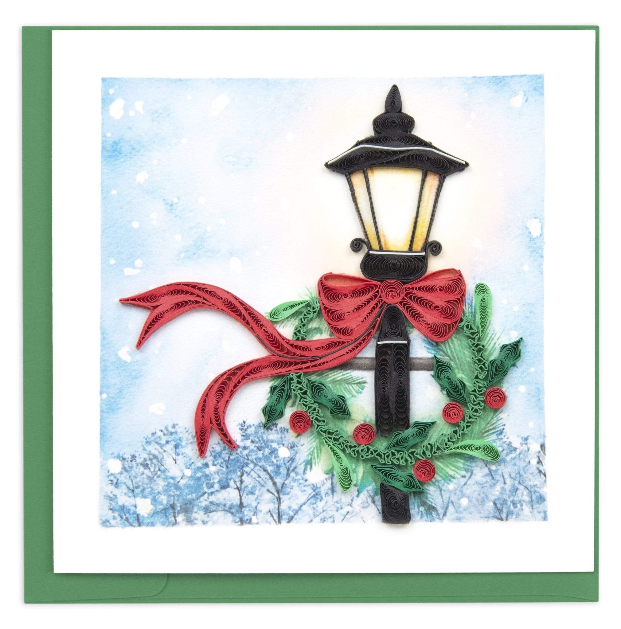 Quilled Holiday Lamp Post Greeting Card - Quilling Card - Greeting Card