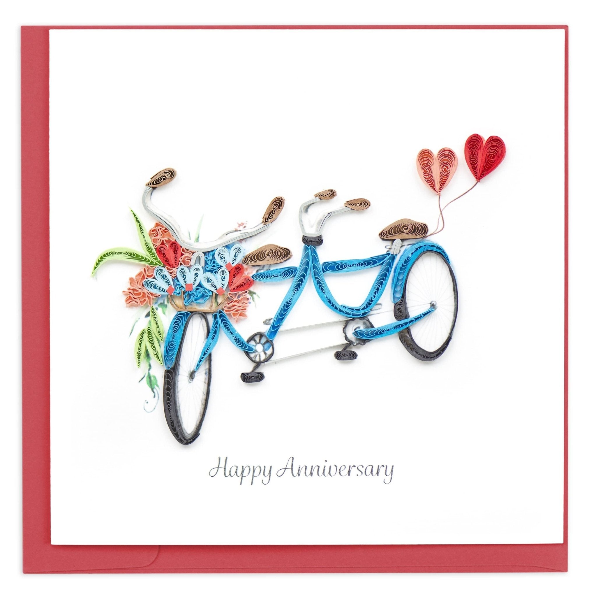 Quilled Tandem Bicycle Anniversary Card - Quilling Card - Greeting Card