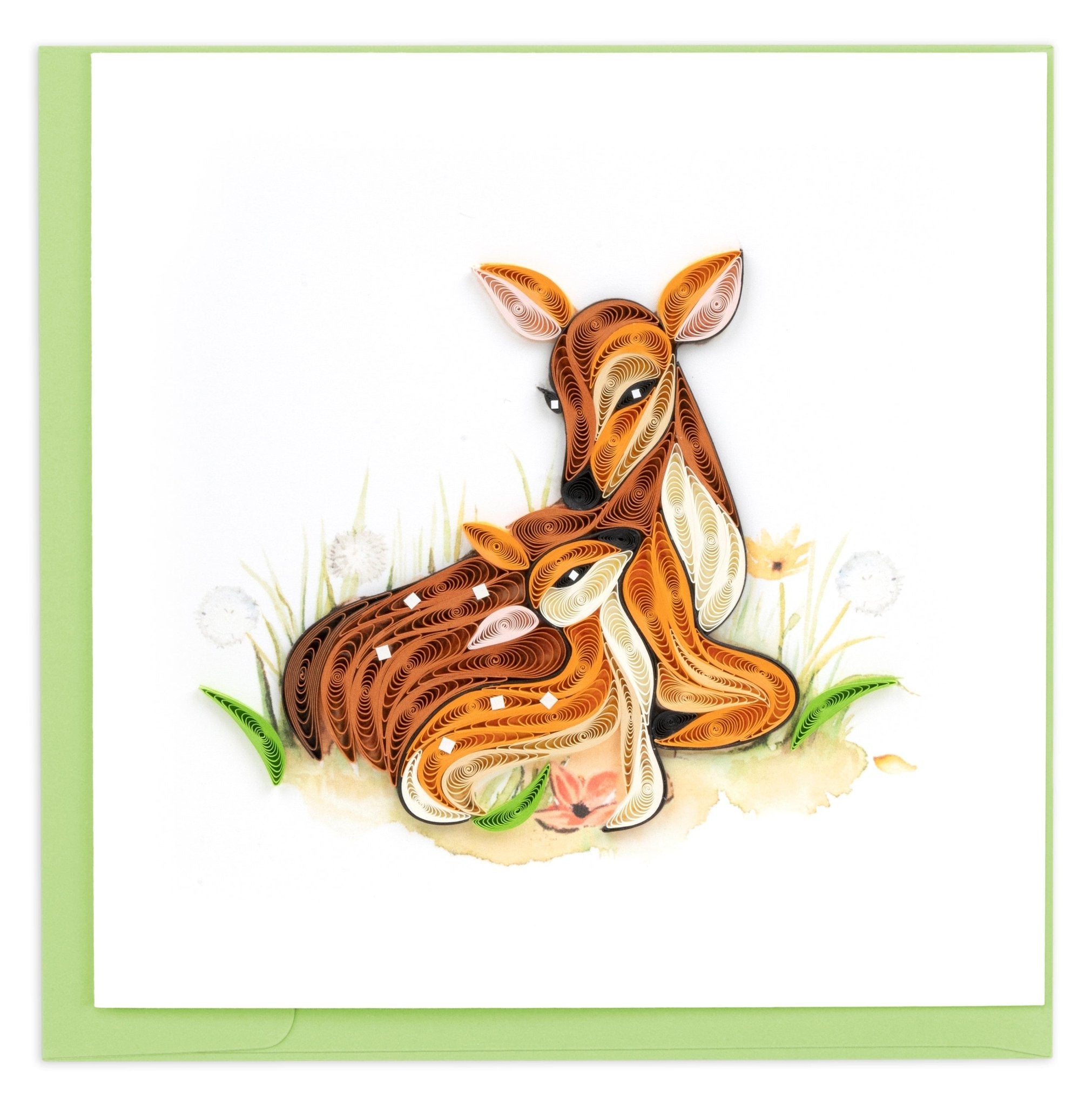 Quilled Doe and Fawn Greeting Card - Quilling Card - Greeting Card