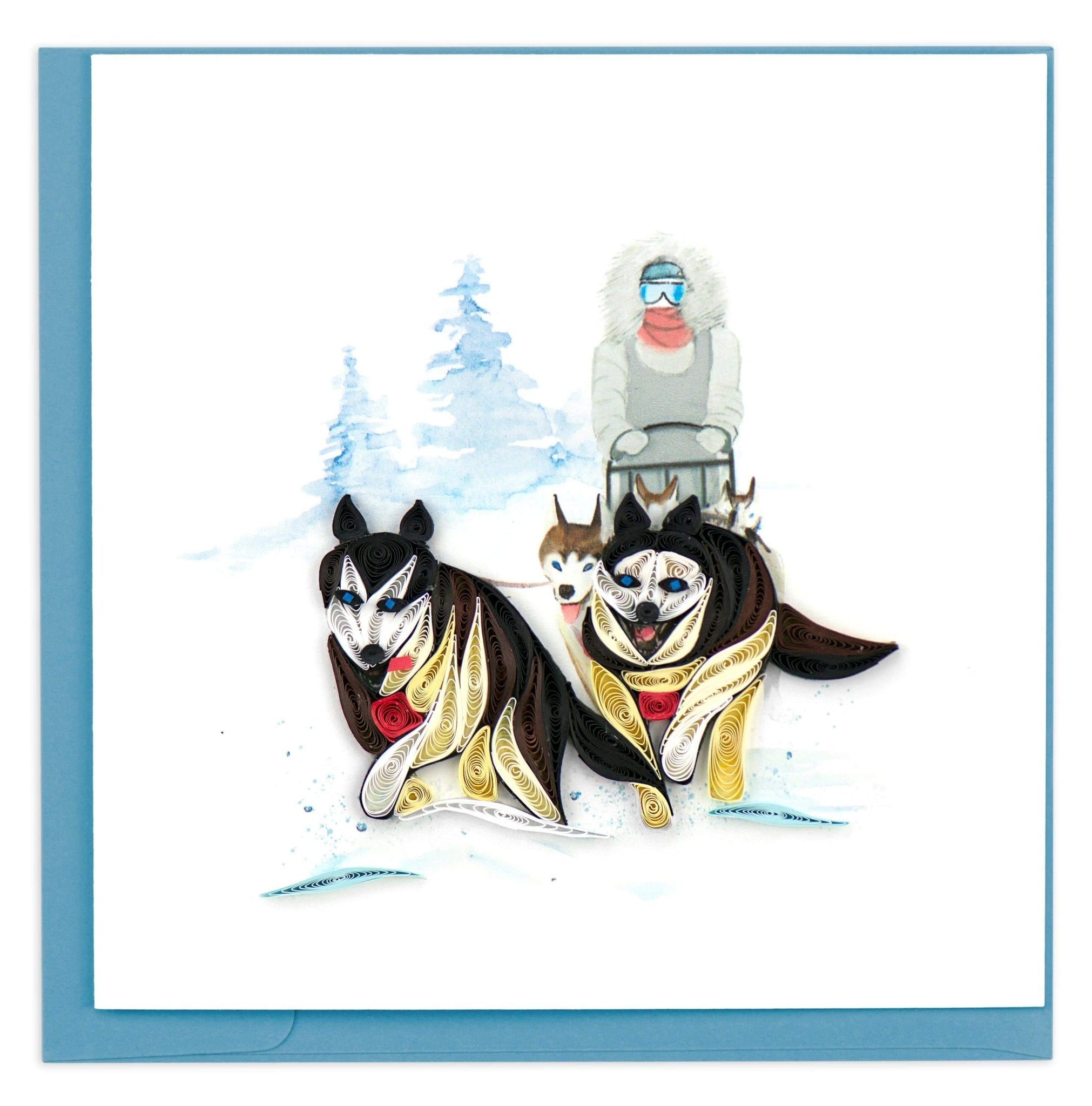 Quilled Sled Dogs Greeting Card - Quilling Card - Greeting Card
