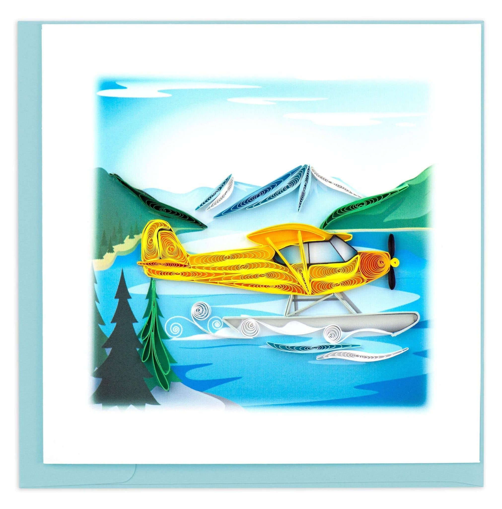 Quilled Float Plane Greeting Card - Quilling Card - Greeting Card