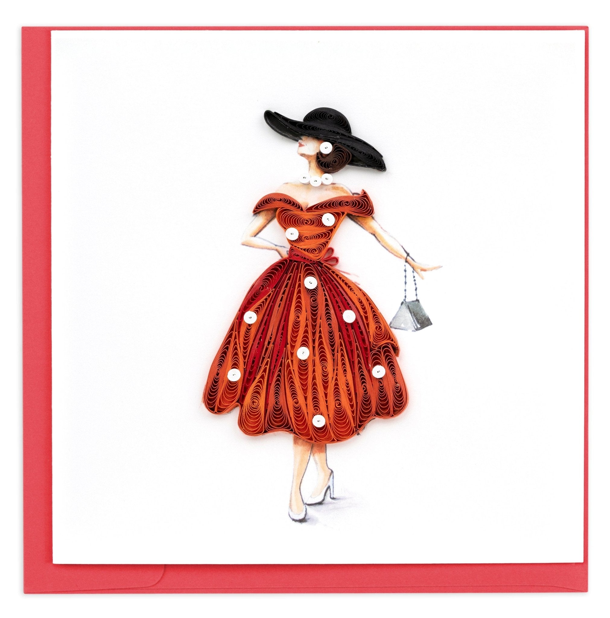 Quilled Vintage Lady Greeting Card - Quilling Card - Greeting Card