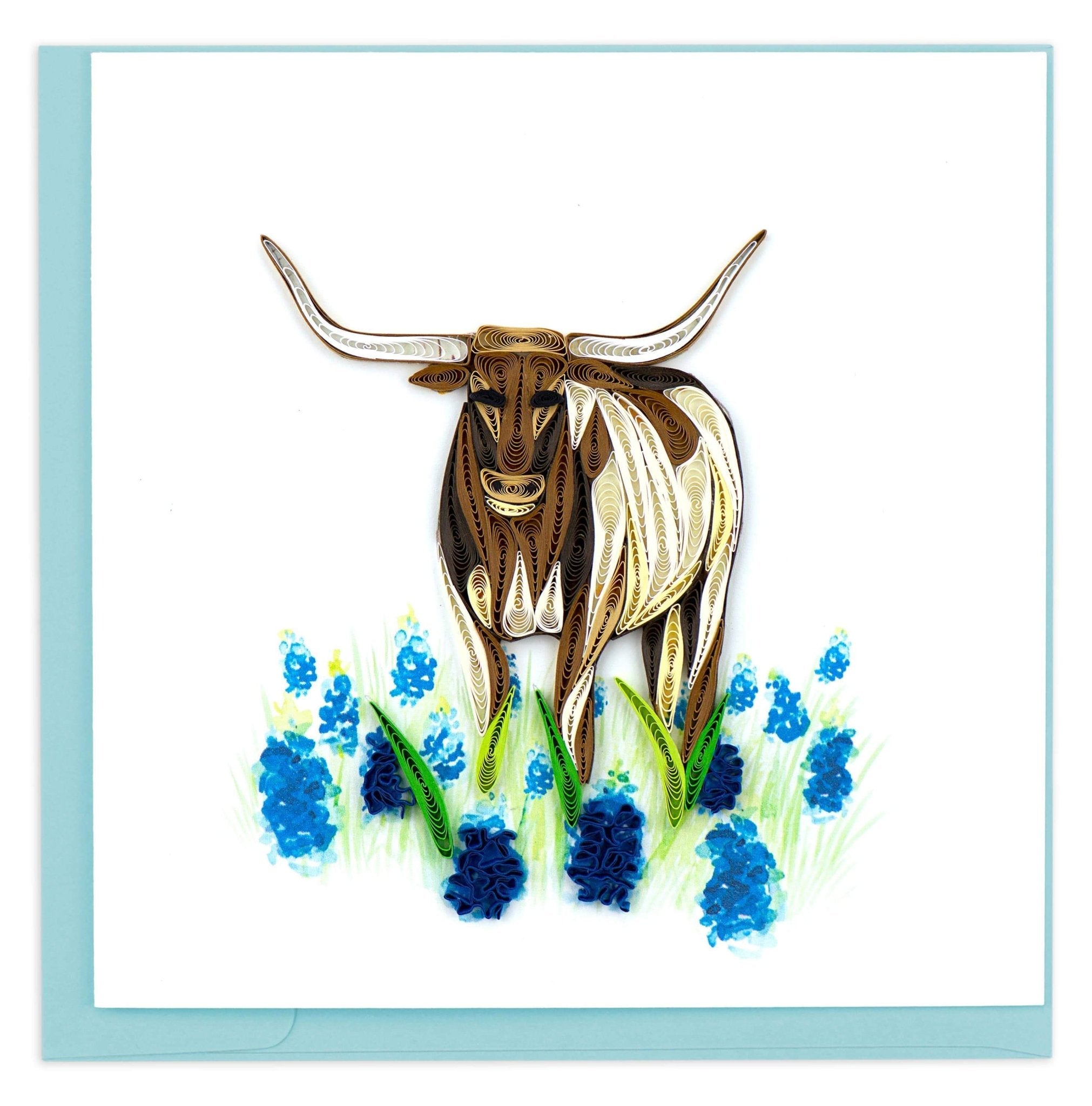 Quilled Texas Longhorn Greeting Card - Quilling Card - Greeting Card