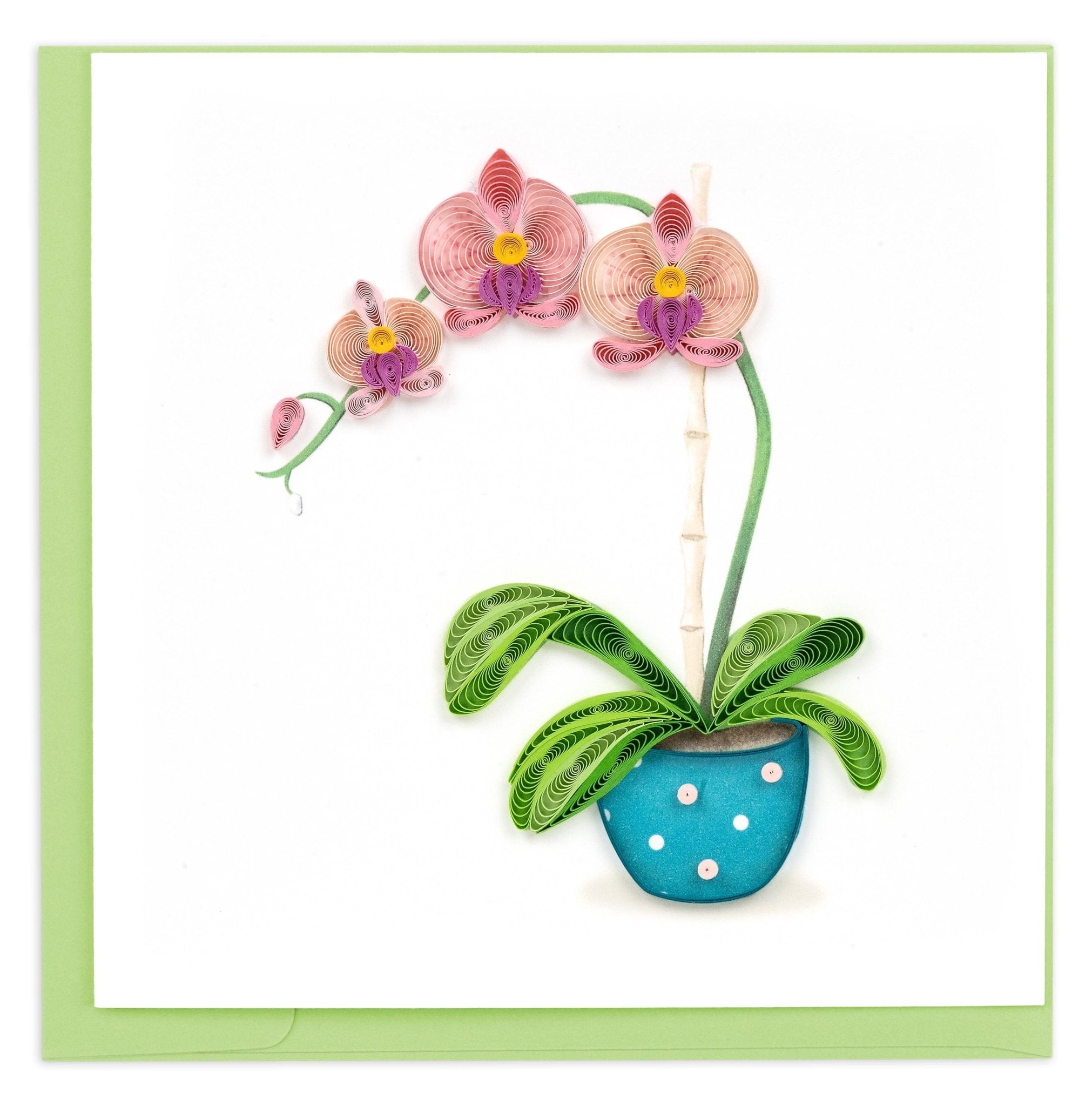 Quilled Potted Orchid Greeting Card - Quilling Card - Greeting Card