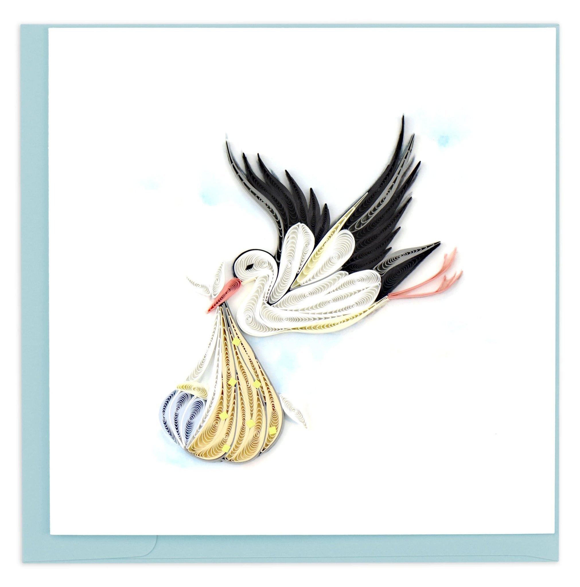 Quilled Special Delivery Stork Greeting Card - Quilling Card - Greeting Card