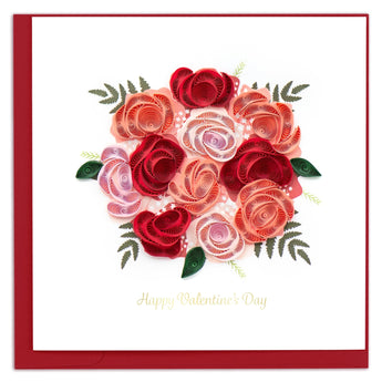 Quilled Valentine's Day Bouquet Greeting Card - Quilling Card - Greeting Card