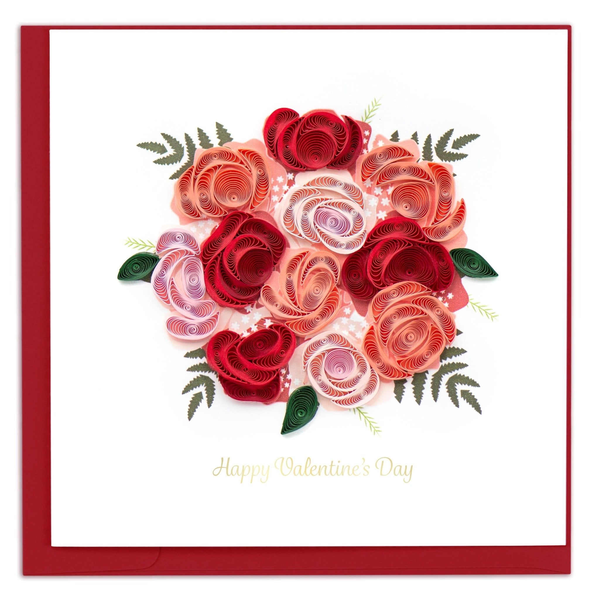 Quilled Valentine's Day Bouquet Greeting Card - Quilling Card - Greeting Card