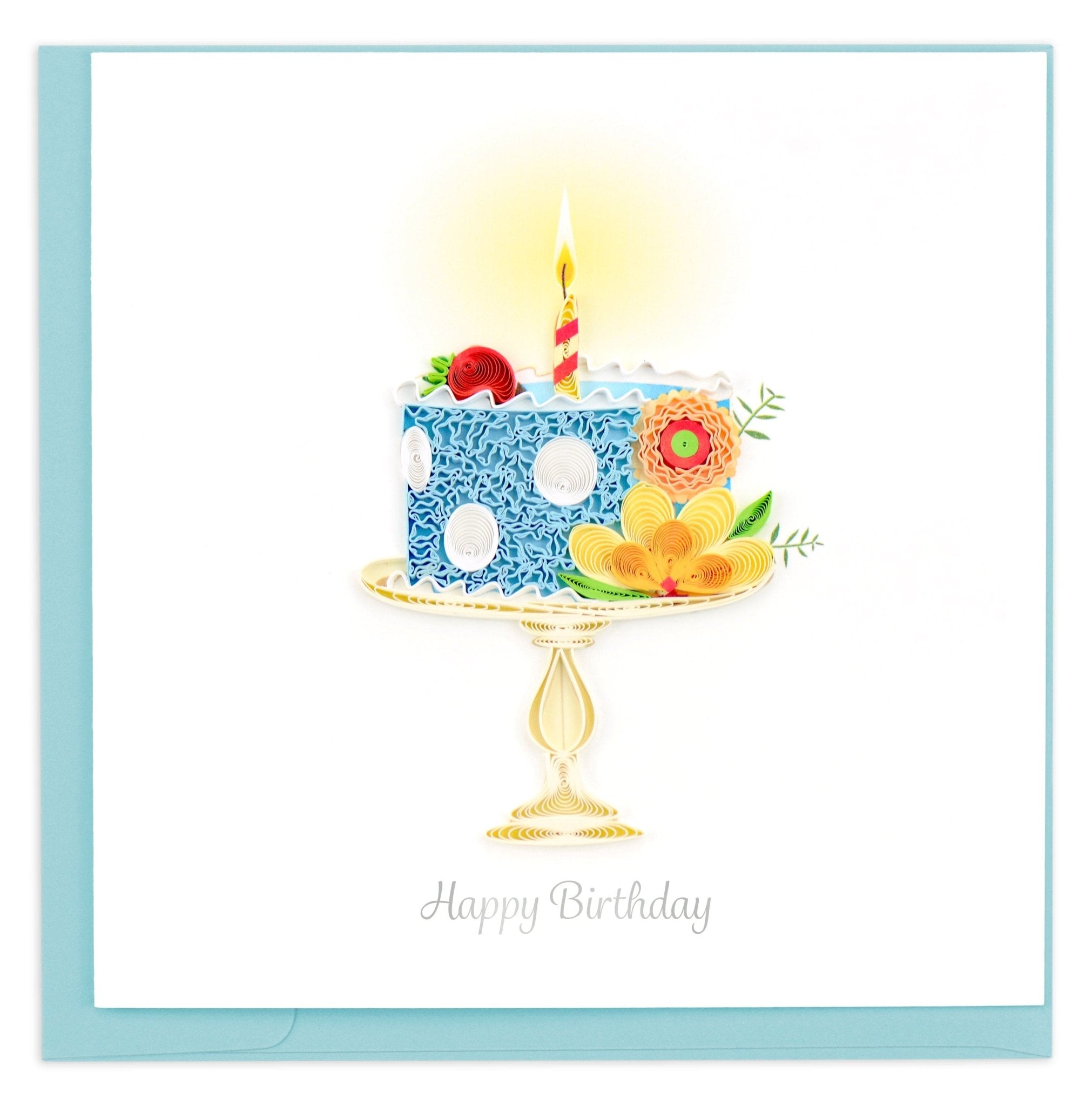 Quilled Whimsical Birthday Cake Greeting Card - Quilling Card - Greeting Card