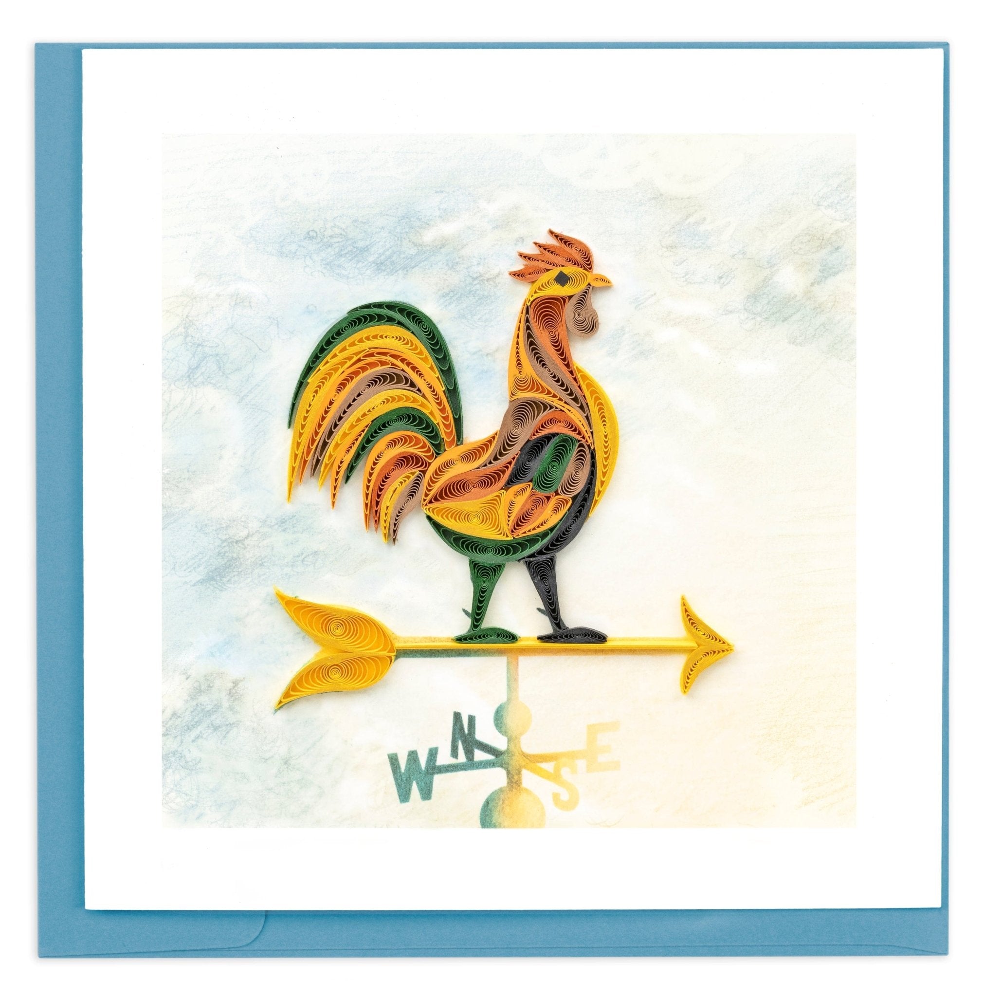 Quilled Rooster Weathervane Greeting Card - Quilling Card - Greeting Card