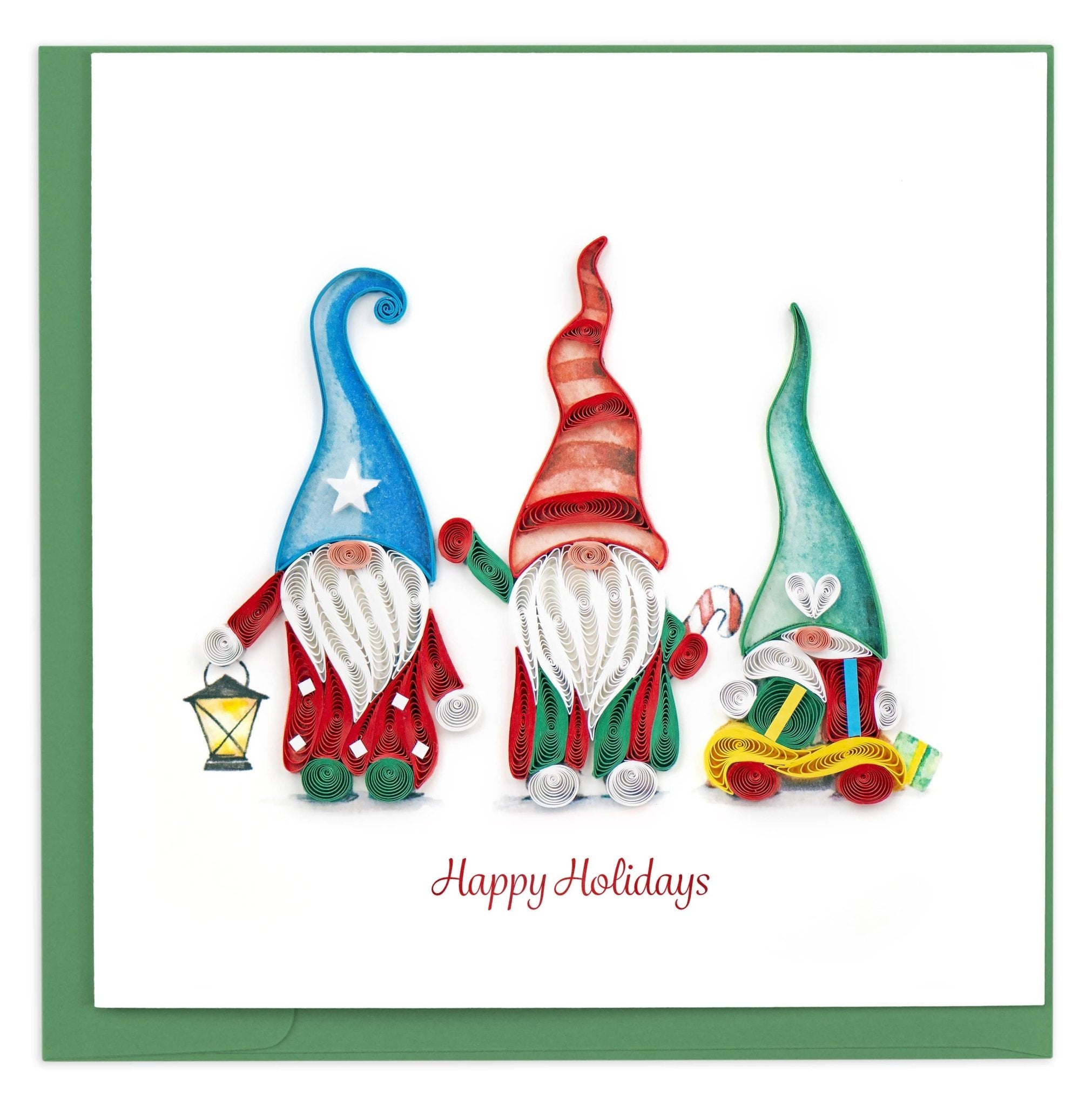 Quilled Holiday Gnomes Greeting Card - Quilling Card - Greeting Card