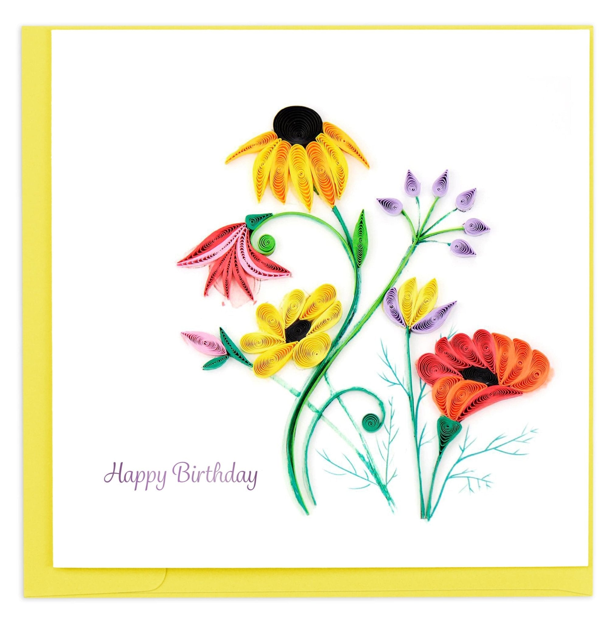 Quilled Wildflower Birthday Blooms Greeting Card - Quilling Card - Greeting Card