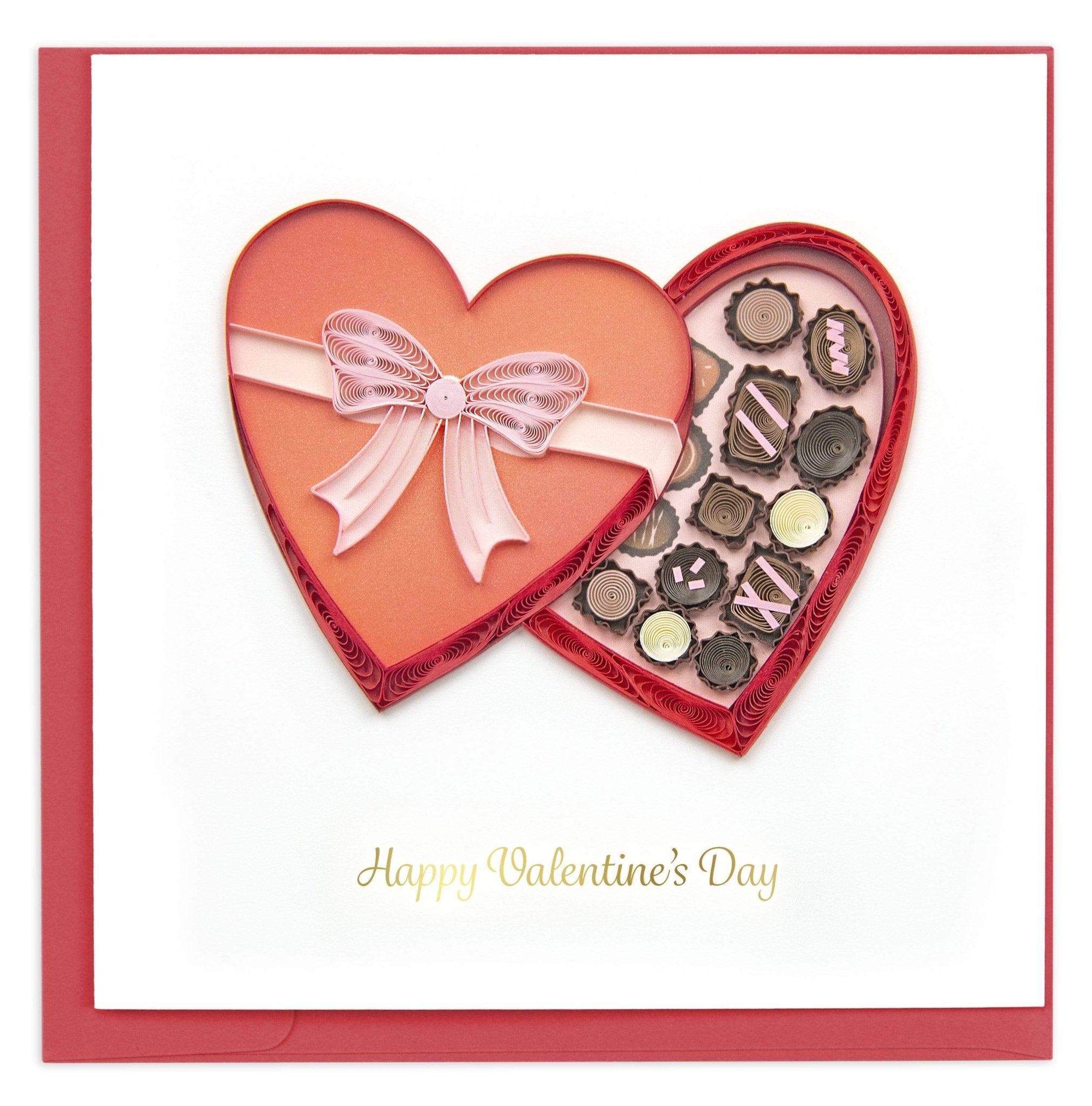 Quilled Box of Chocolates Valentine's Day Card - Quilling Card - Greeting Card