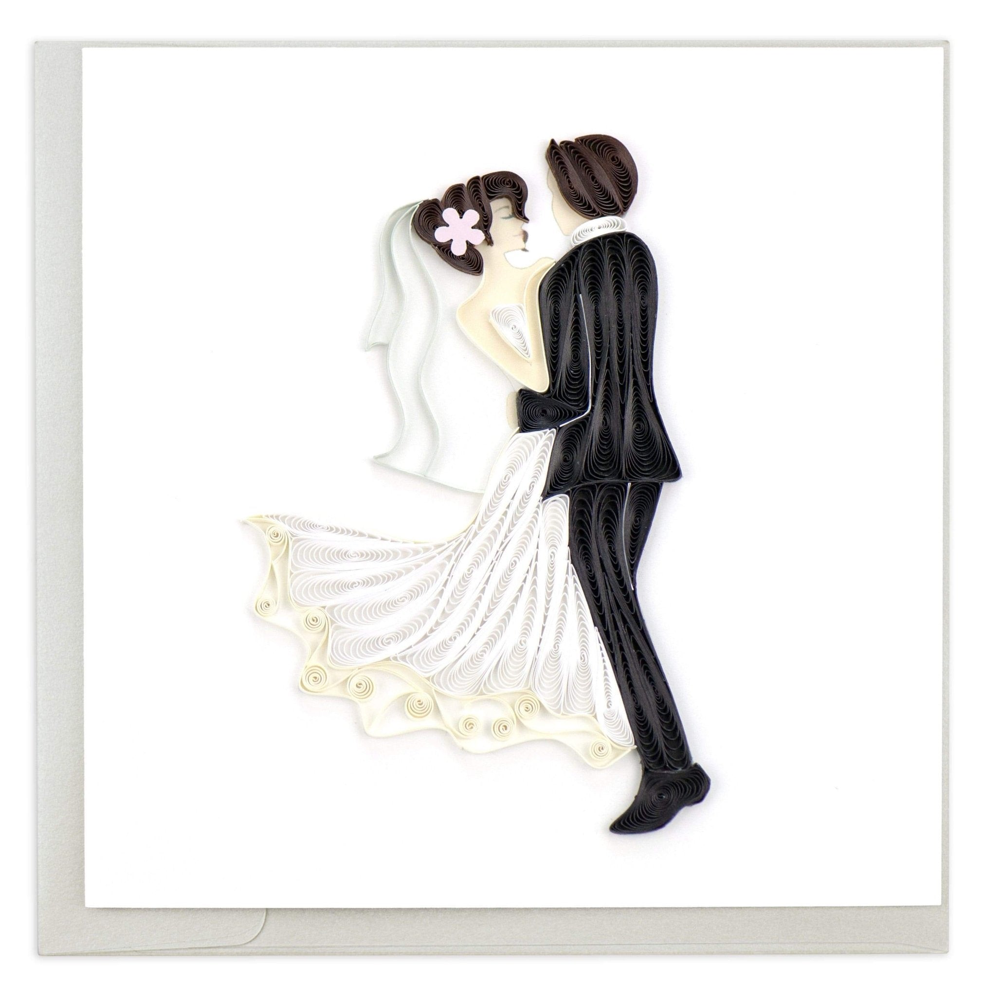Quilled Dancing Bride & Groom Wedding Card - Quilling Card - Greeting Card