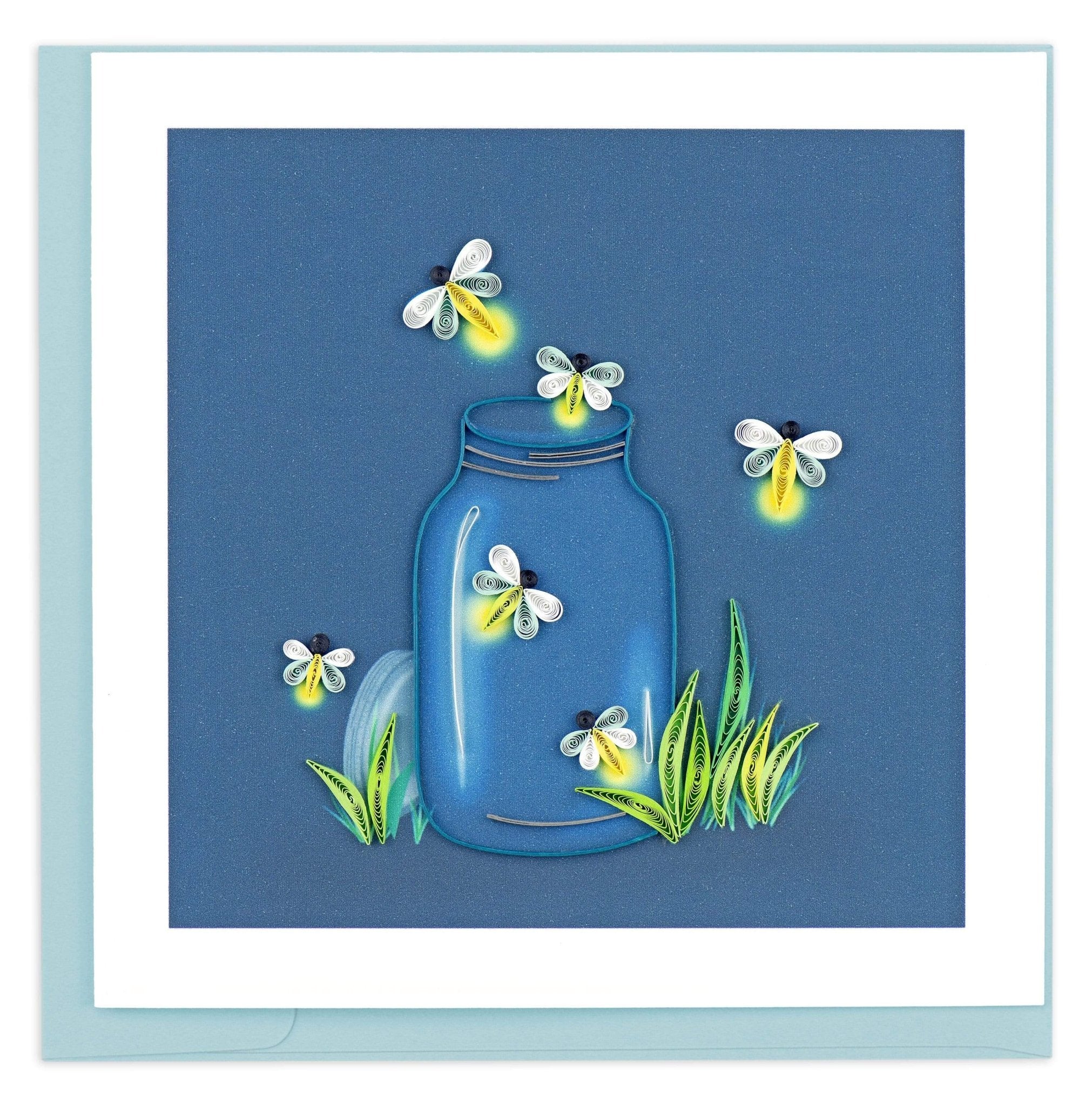 Quilled Fireflies Greeting Card - Quilling Card - Greeting Card