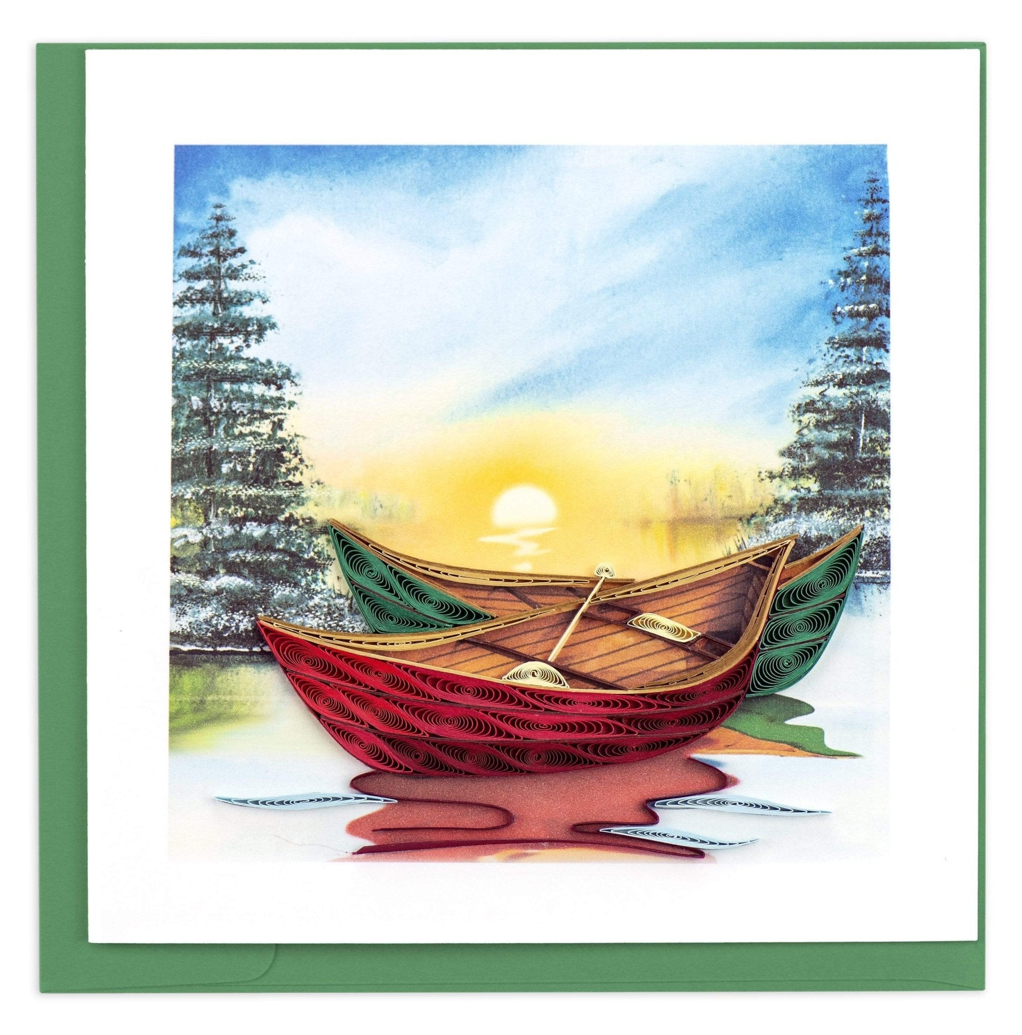 Quilled River Canoes Greeting Card - Quilling Card - Greeting Card