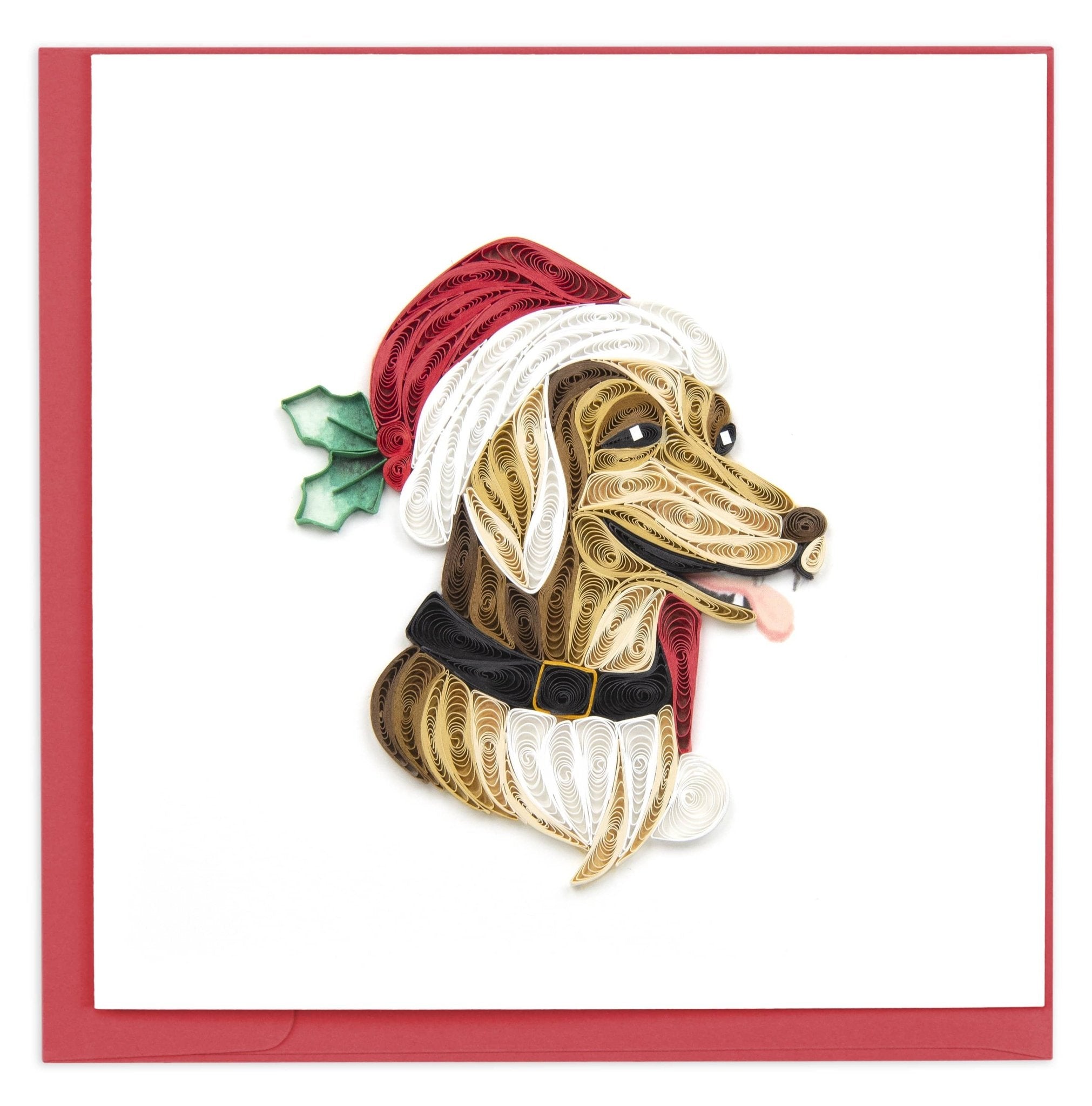 Quilled Holiday Dog Greeting Card - Quilling Card - Greeting Card