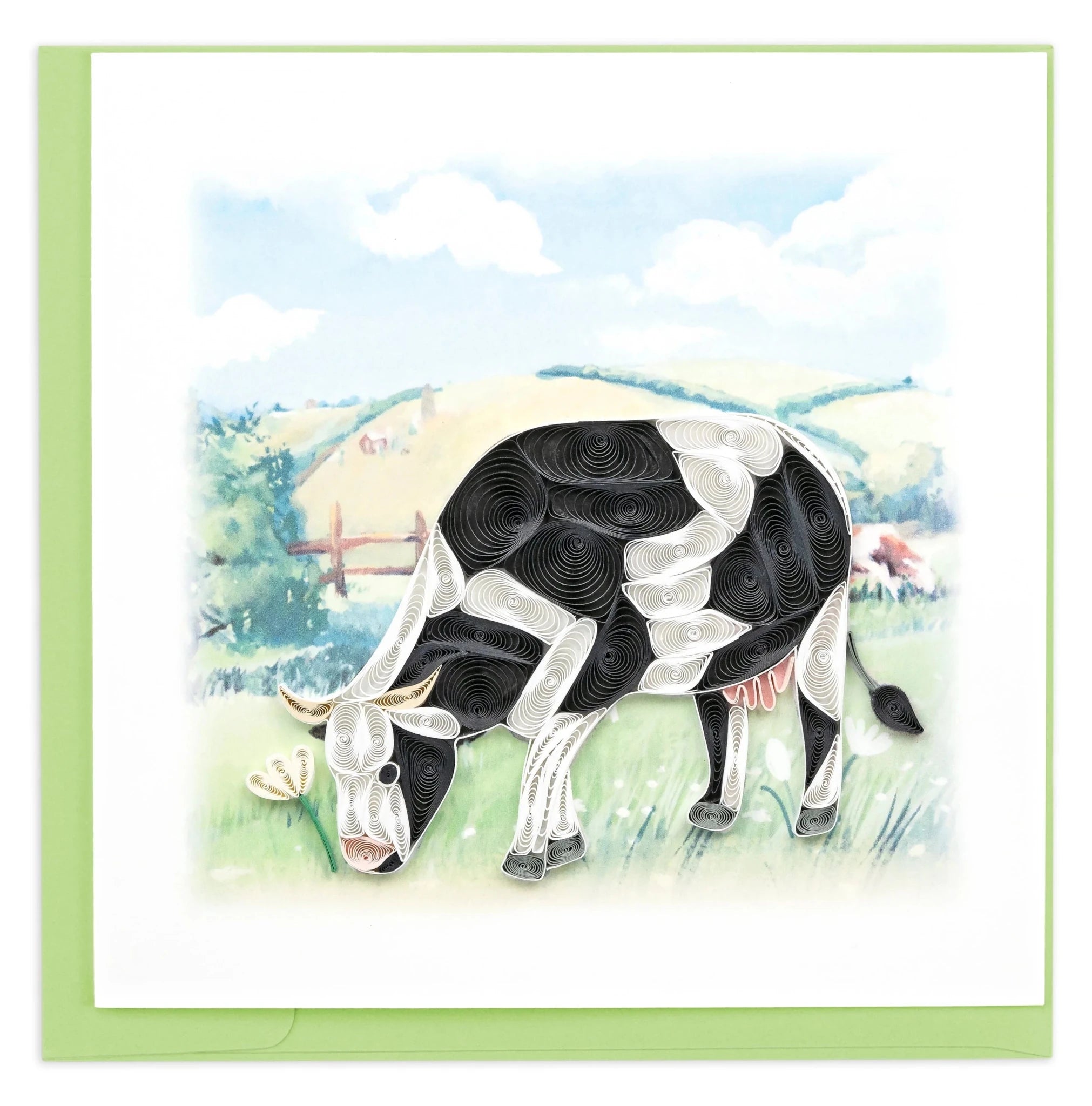 Quilled Dairy Cow Greeting Card - Quilling Card - Greeting Card