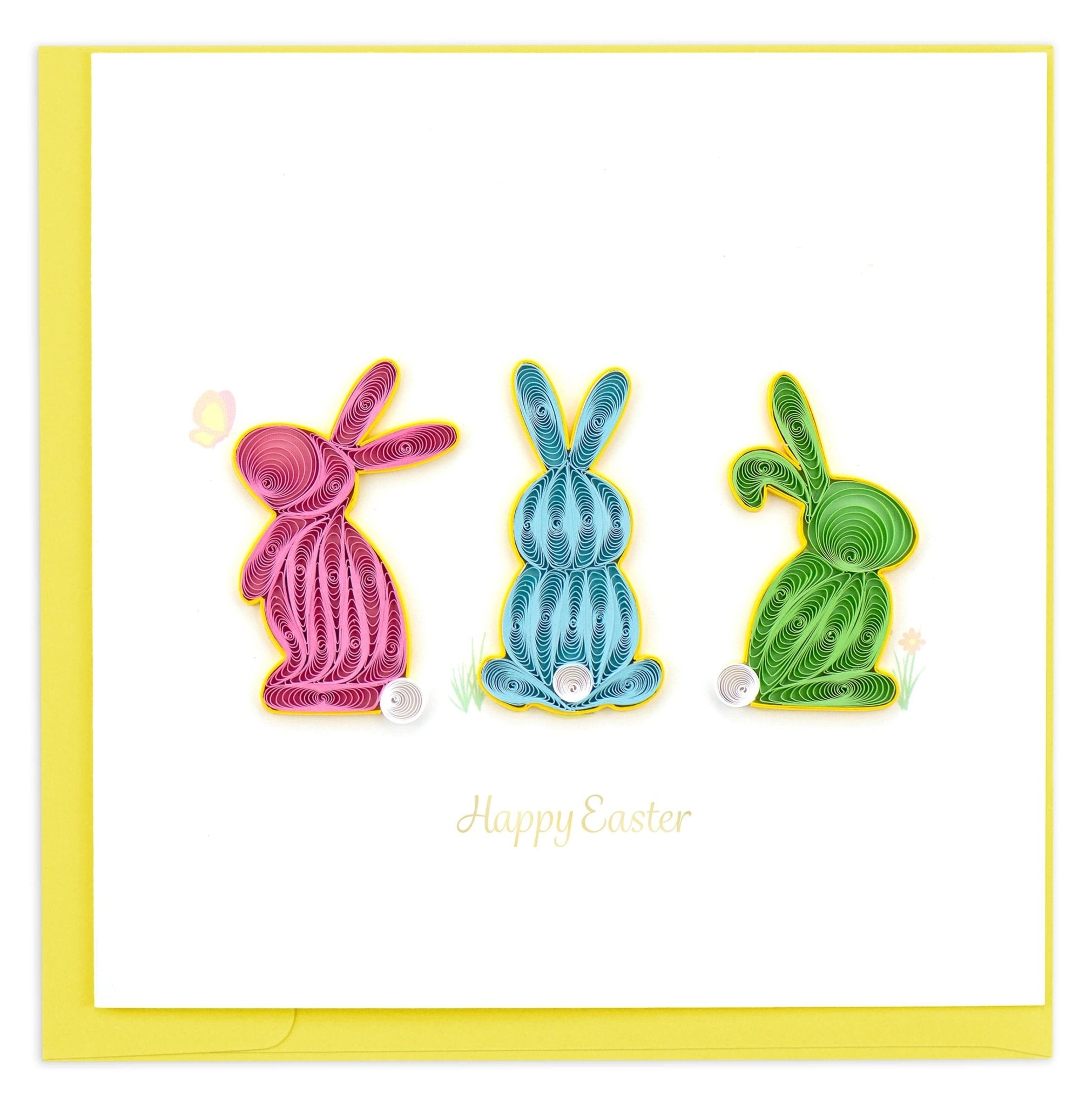 Quilled Easter Bunnies Greeting Card - Quilling Card - Greeting Card