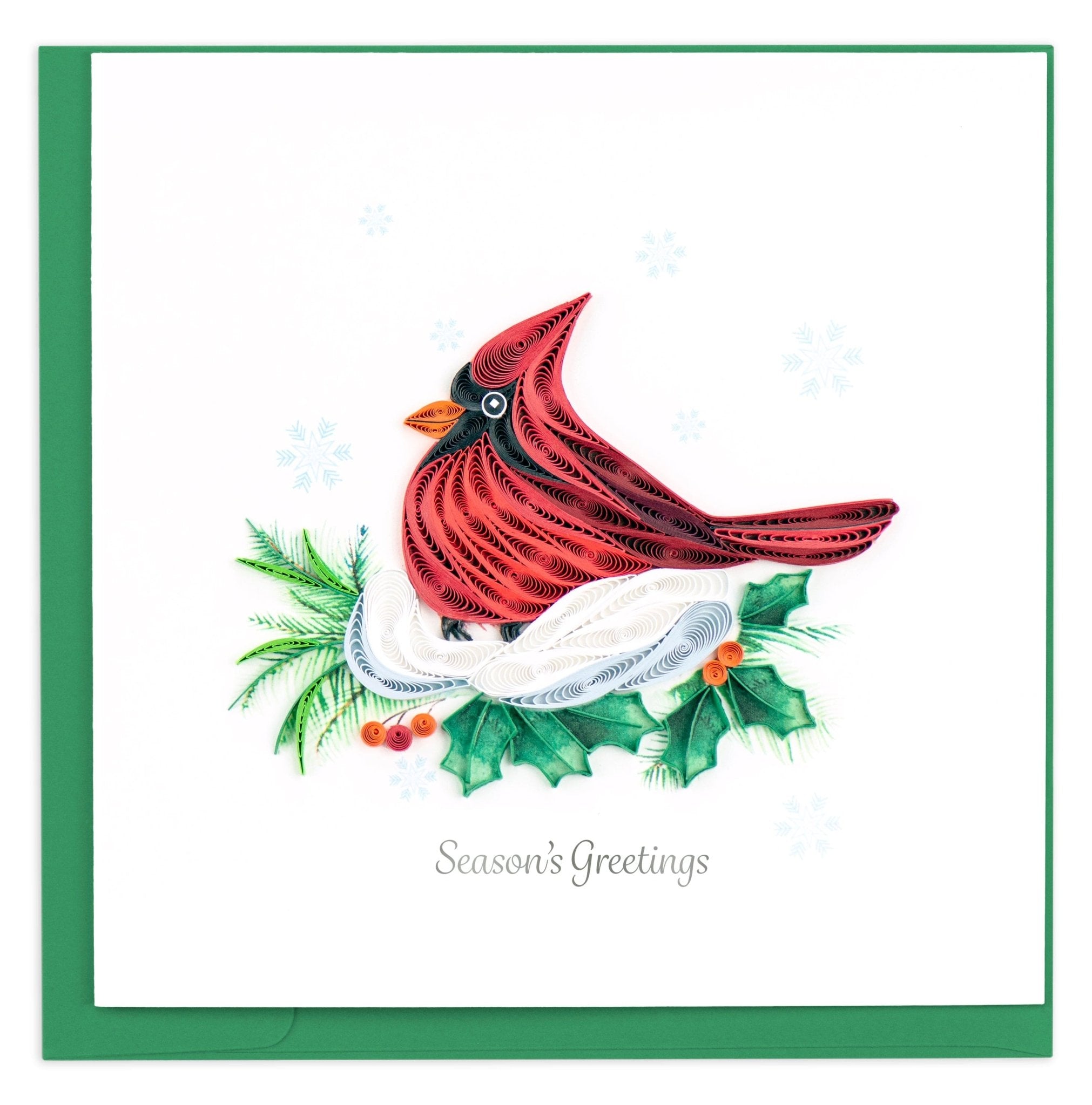 Quilled Snowy Cardinal Christmas Card - Quilling Card - Greeting Card