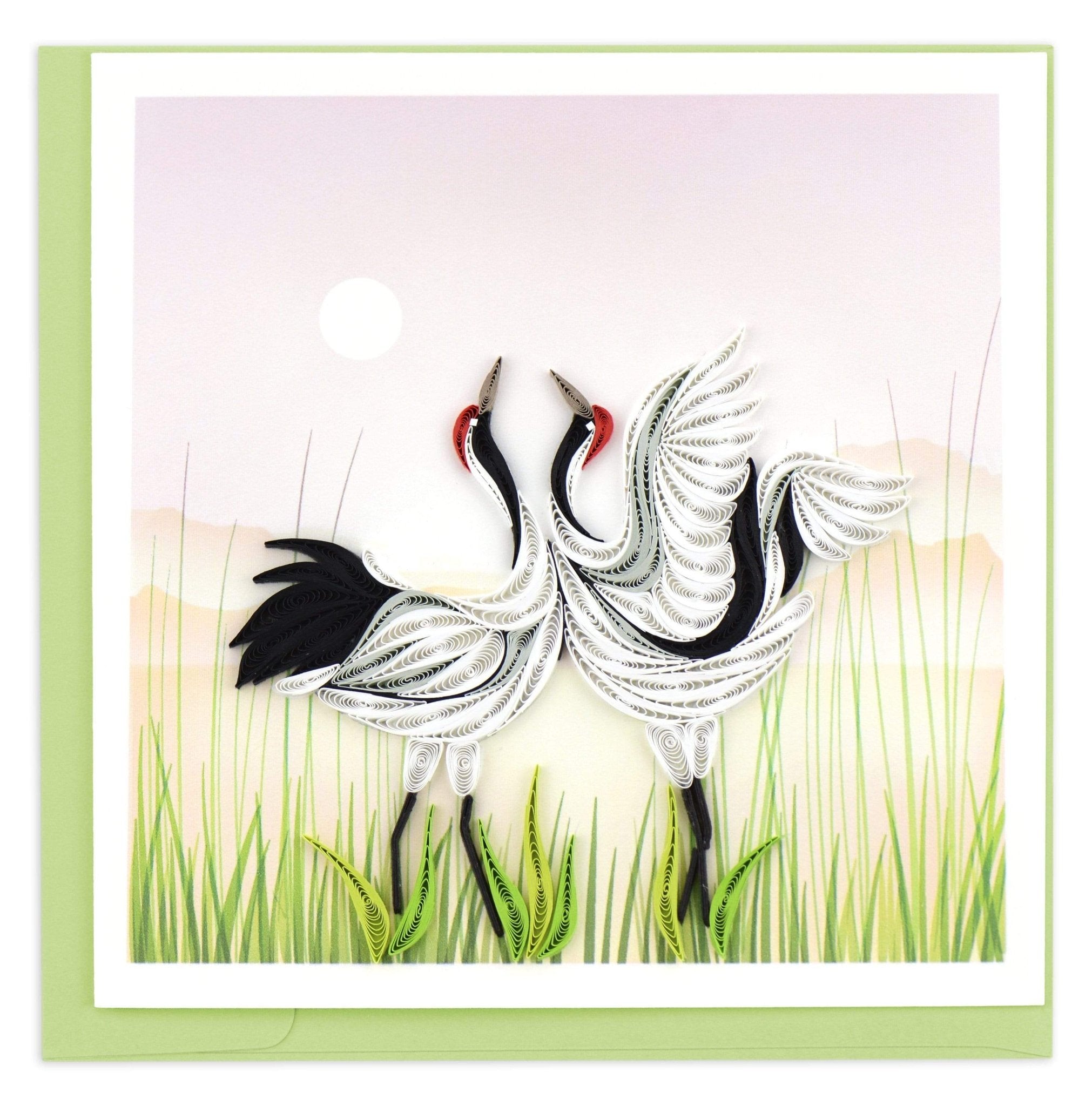 Quilled Cranes Greeting Card - Quilling Card - Greeting Card