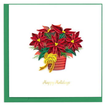 Quilled Potted Poinsettia Holiday Card - Quilling Card - Greeting Card