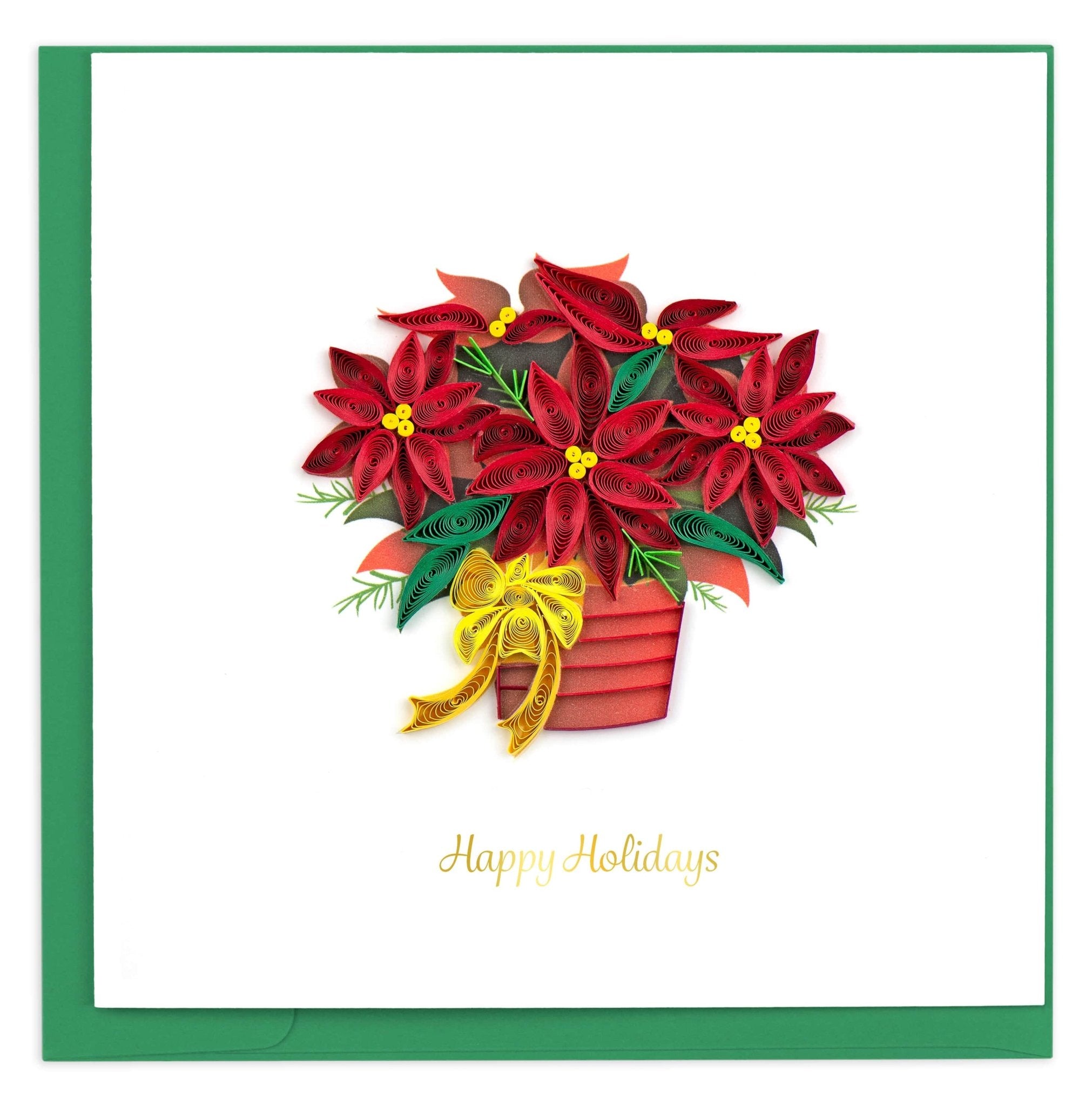 Quilled Potted Poinsettia Holiday Card - Quilling Card - Greeting Card