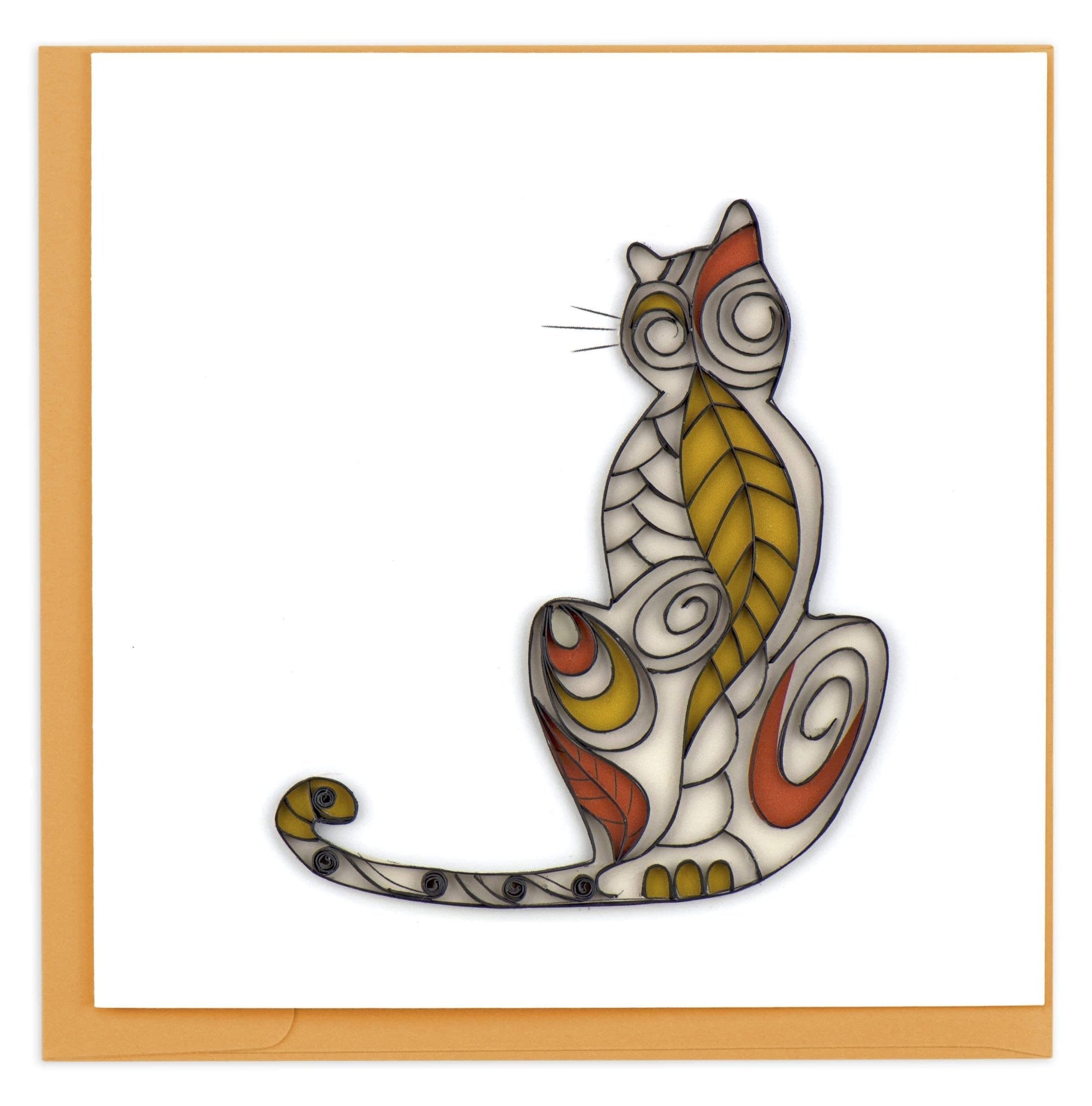 Quilled Cat Silhouette Greeting Card - Quilling Card - Greeting Card