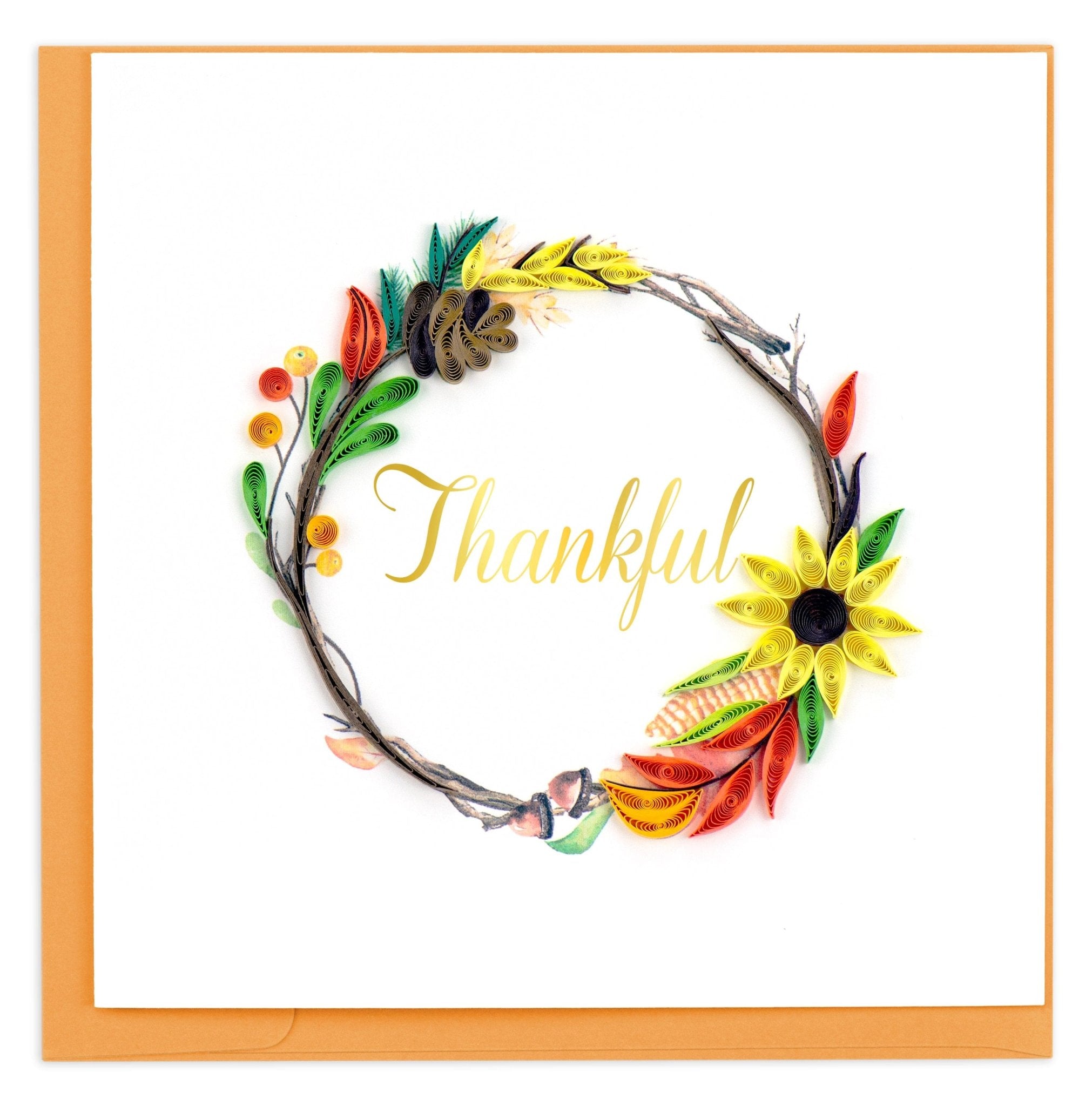 Quilled Thankful Wreath Greeting Card - Quilling Card - Greeting Card