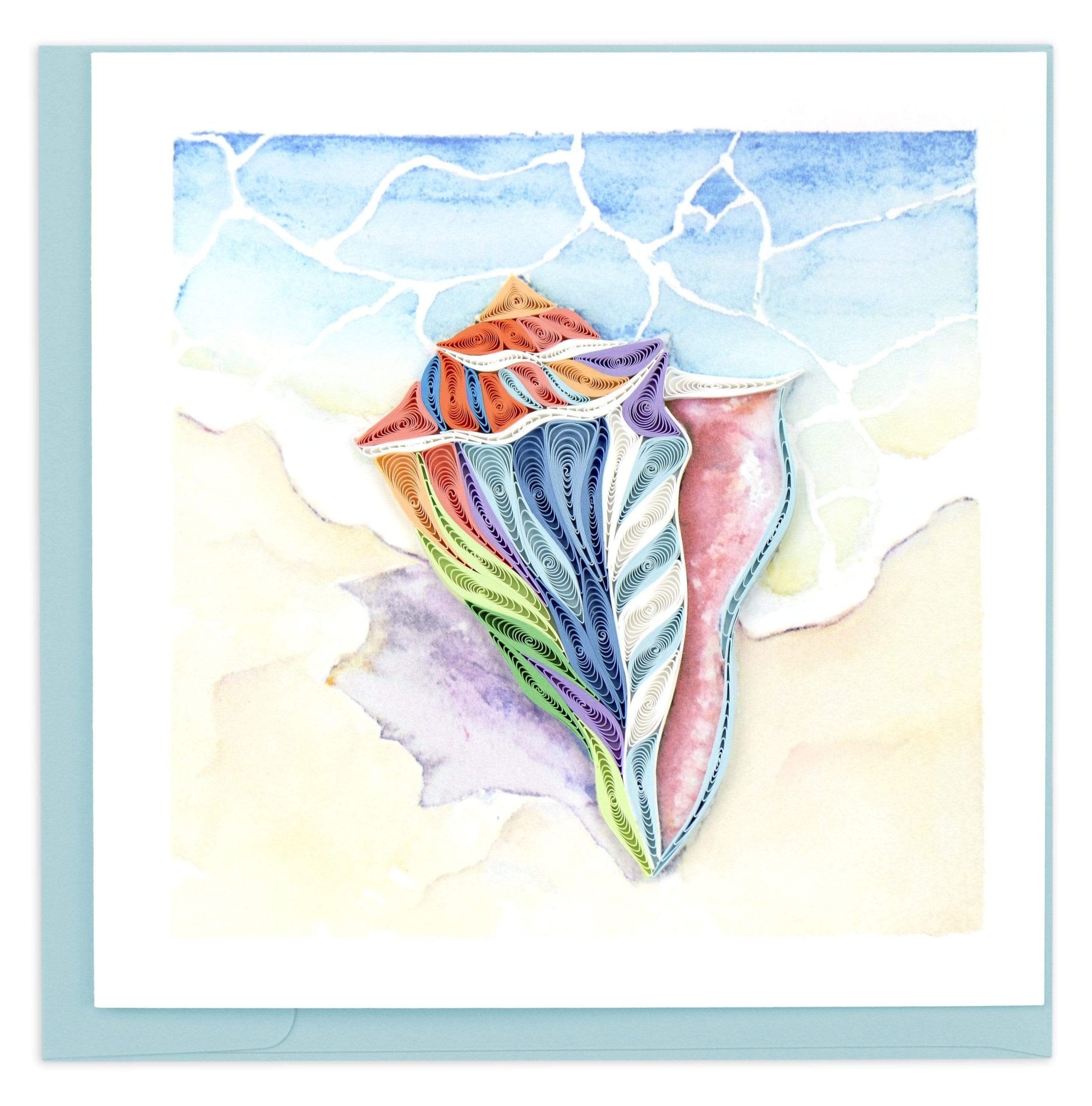 Quilled Rainbow Conch Shell Greeting Card - Quilling Card - Greeting Card