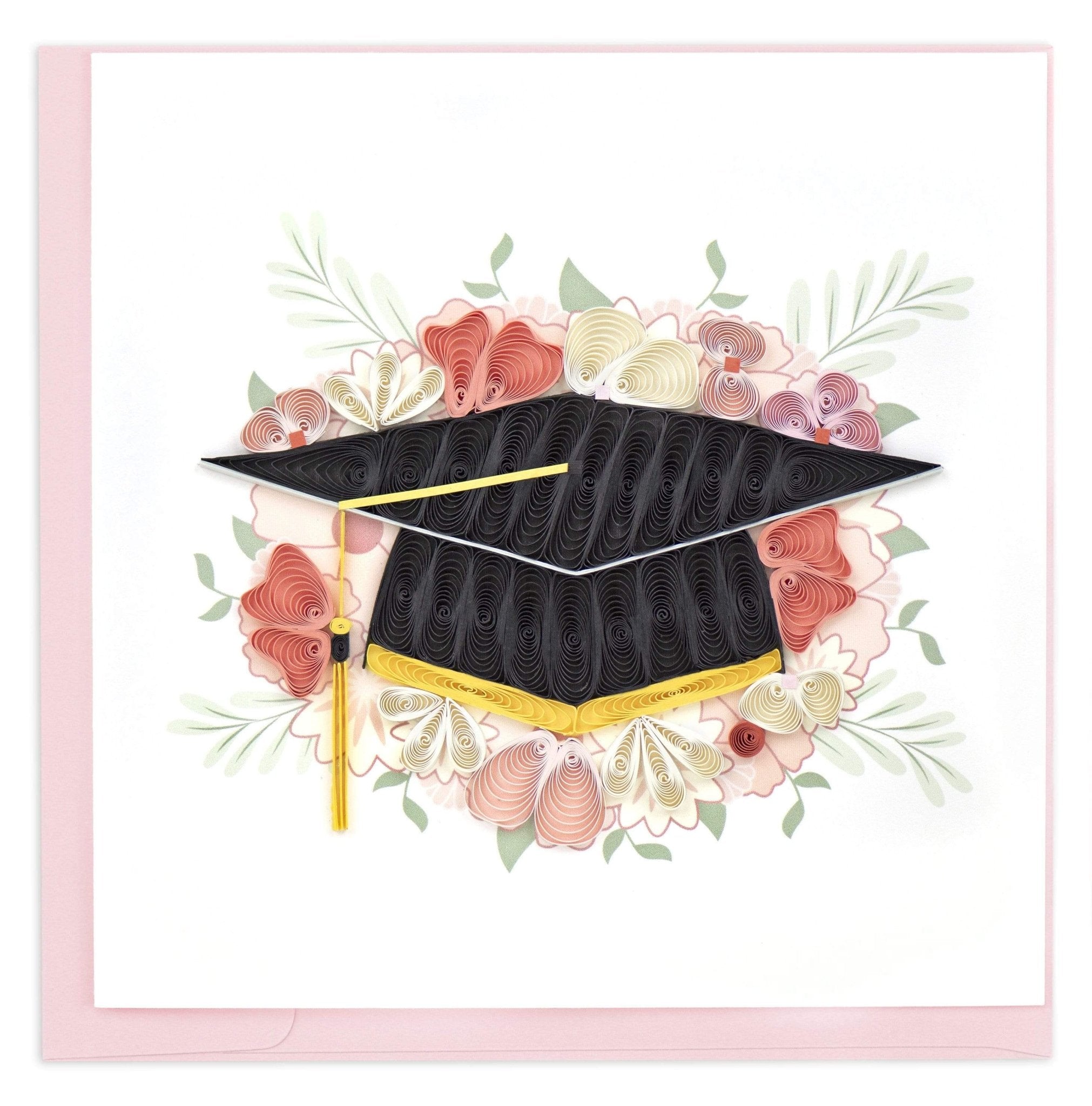 Quilled Floral Mortarboard Graduation Card