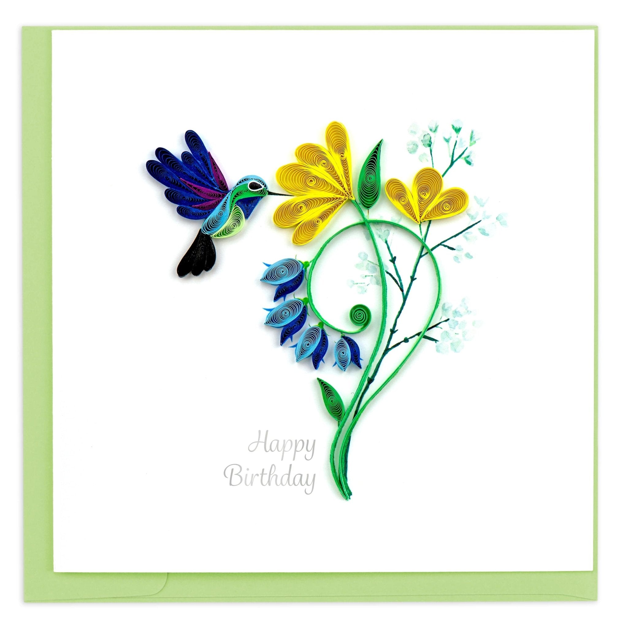 Quilled Birthday Hummingbird Greeting Card - Quilling Card - Greeting Card