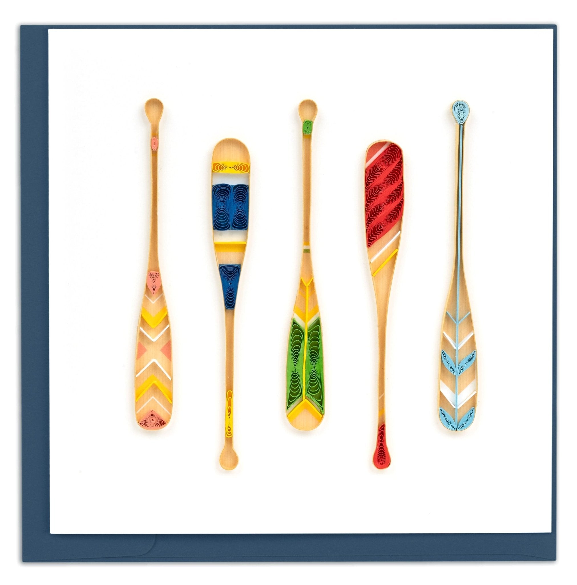 Quilled Painted Canoe Paddles Greeting Card - Quilling Card - Greeting Card