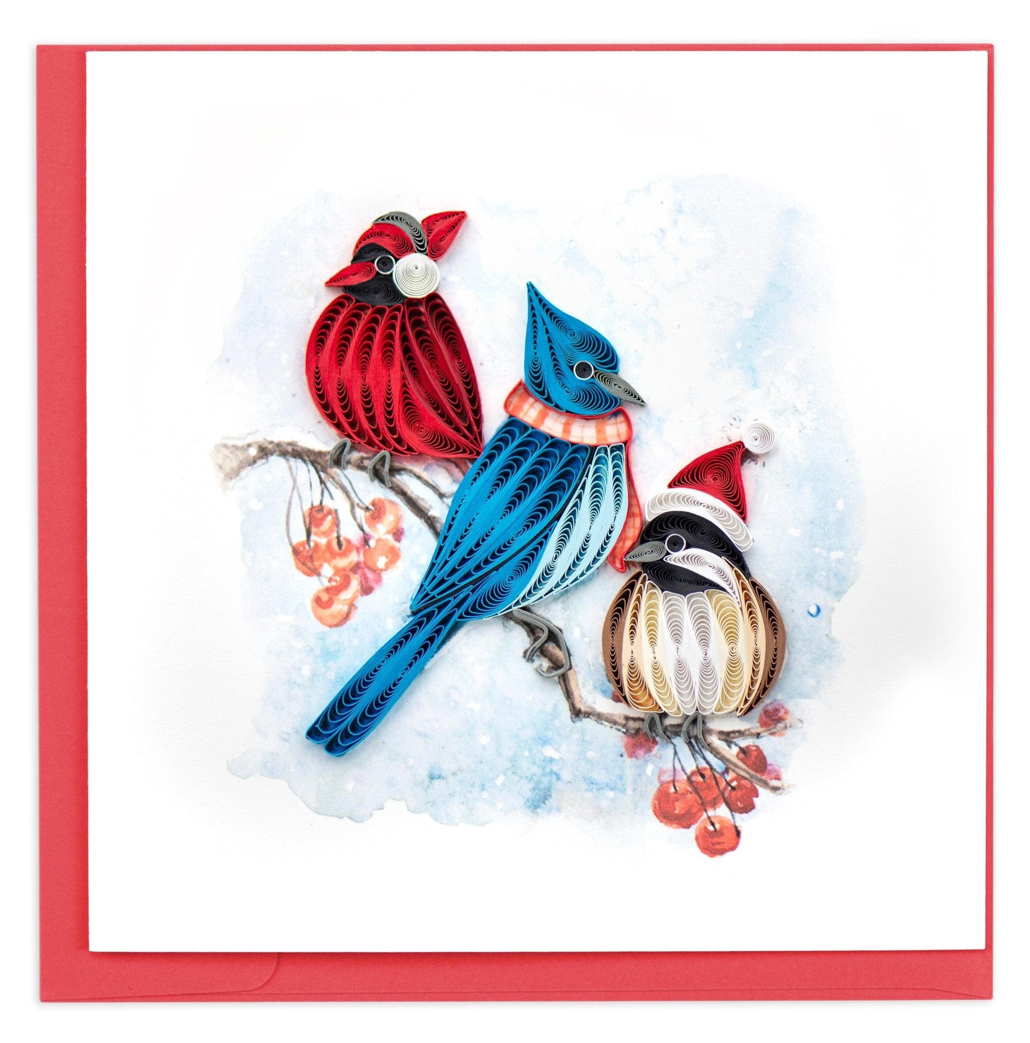 Quilled Snowbirds Holiday Card - Quilling Card - Greeting Card