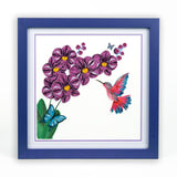 Limited Edition Art  - Quilled Hummingbird with Orchids