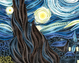 Framed Artist Series - Quilled Starry Night, Van Gogh