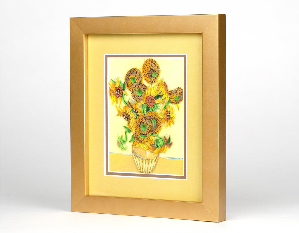 Framed Artist Series Handcrafted Sunflowers, Van Gogh Quilling Card