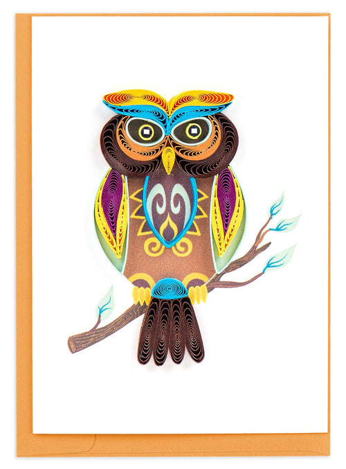 Quilled Decorative Owl Gift Enclosure Mini Card